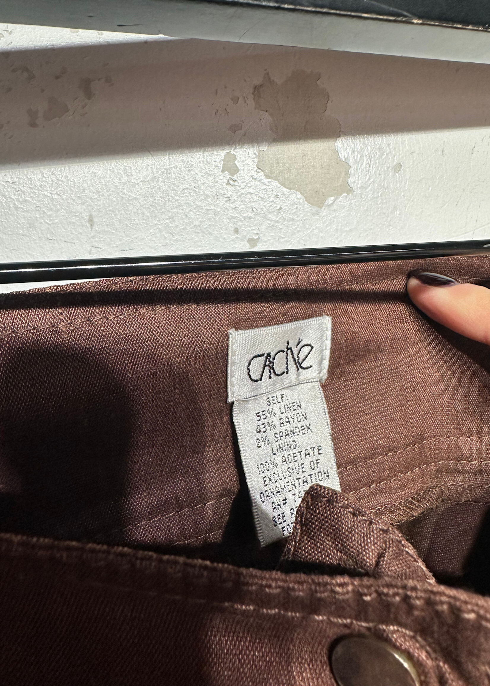 Cache Brown Linen Cargo Capris Fem 29