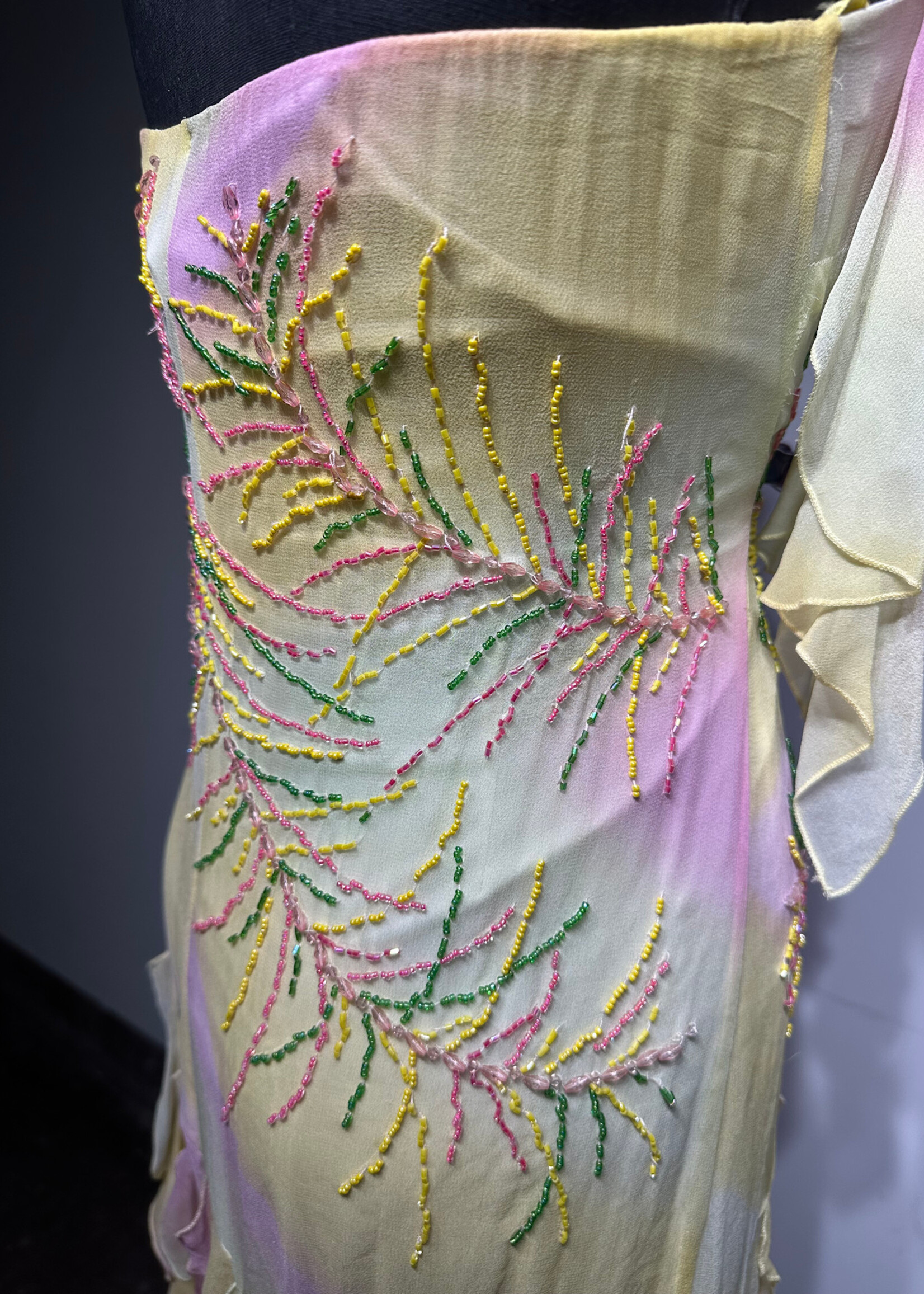 NWT Hi Fashions Pink Yellow Halter Dress 14/XL