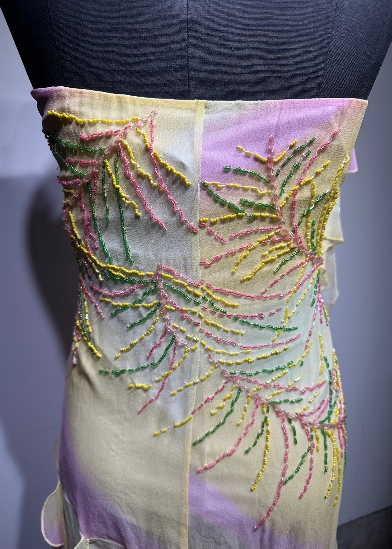 NWT Hi Fashions Pink Yellow Halter Dress 14/XL
