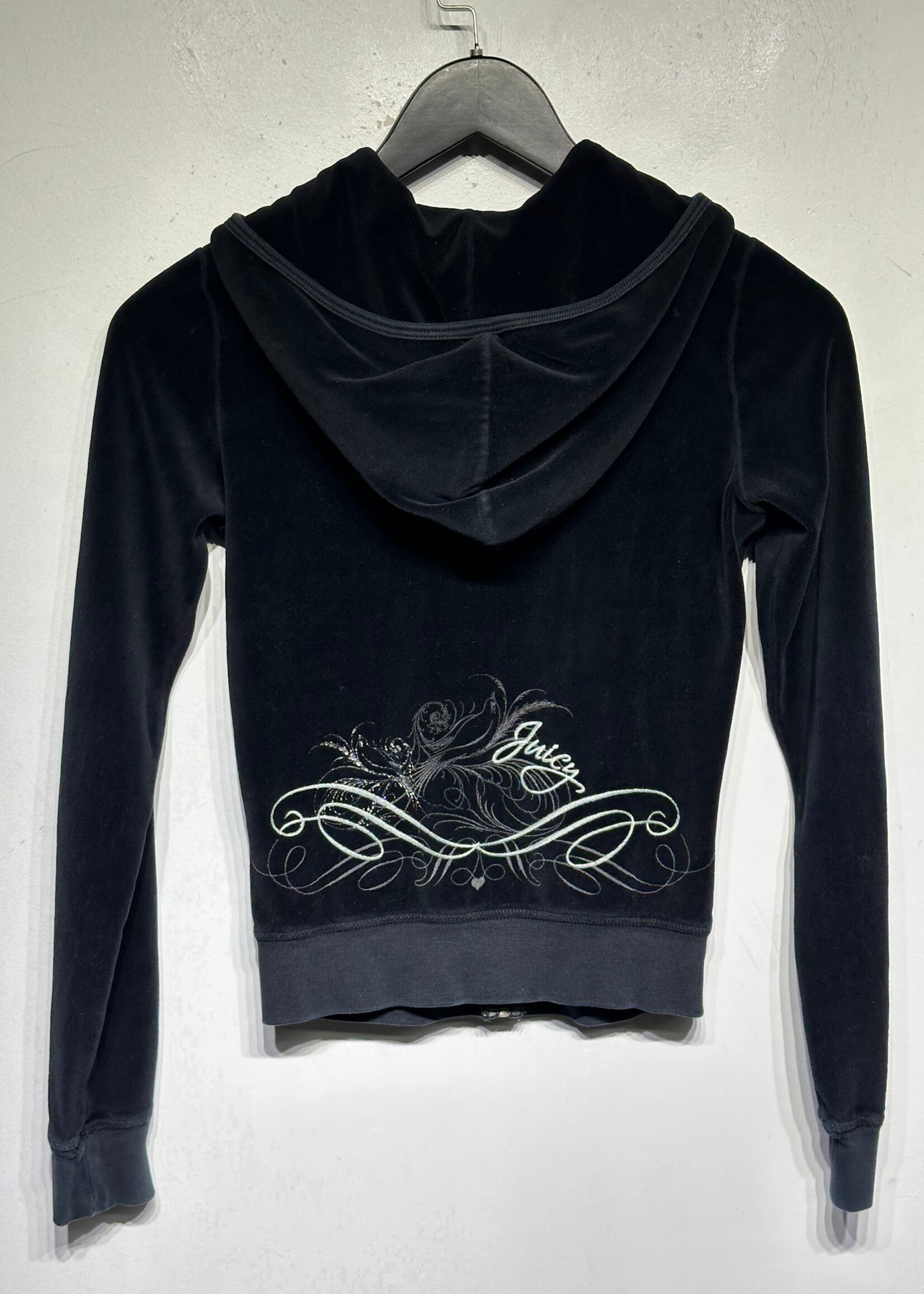 Juicy Couture Y2K Black Velvet Zipup Fem S