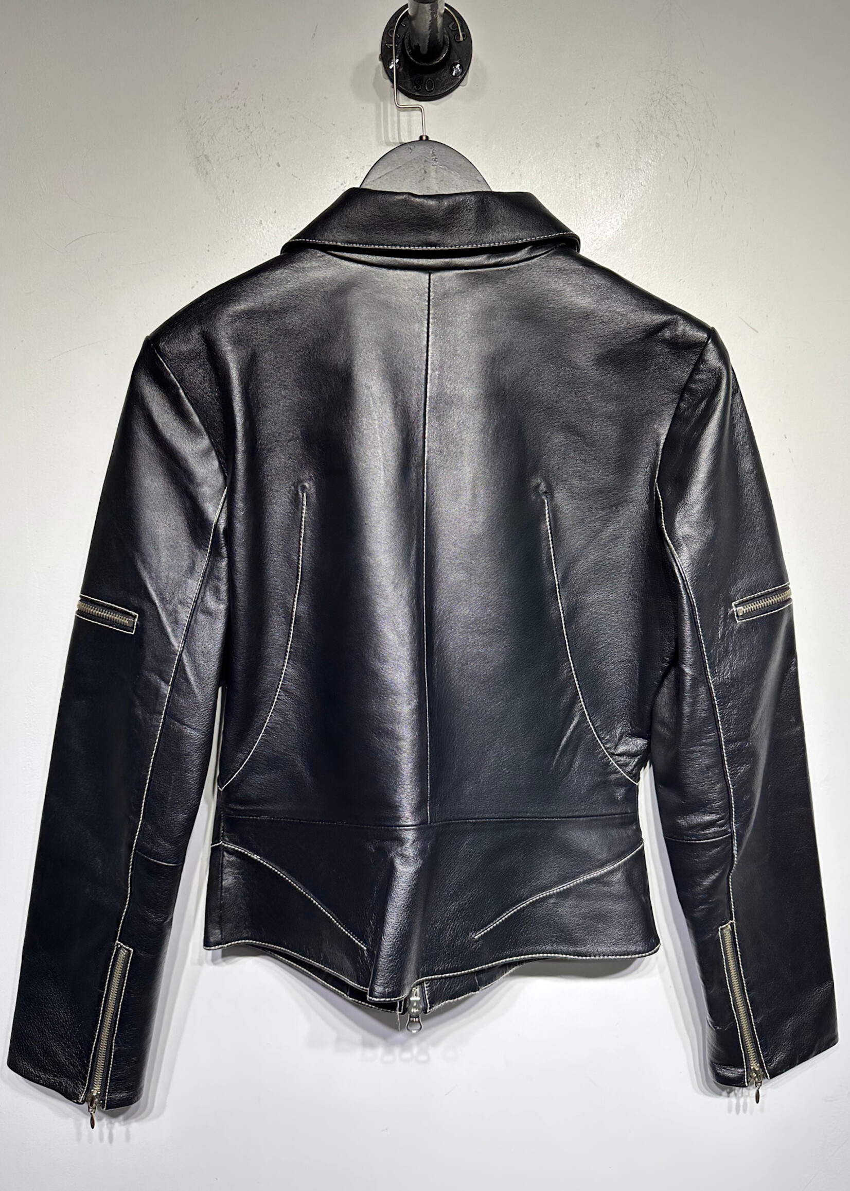 Metrostyle Black Leather Zip Jacket 6/M