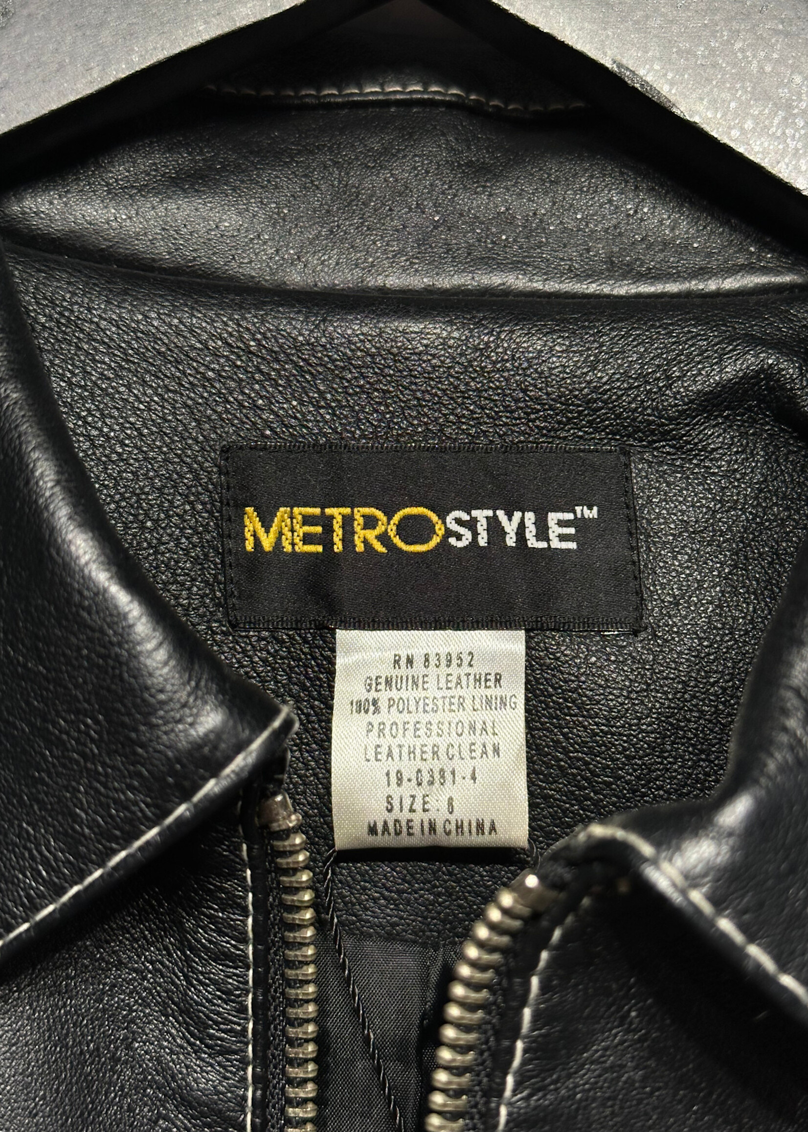 Metrostyle Black Leather Zip Jacket 6/M