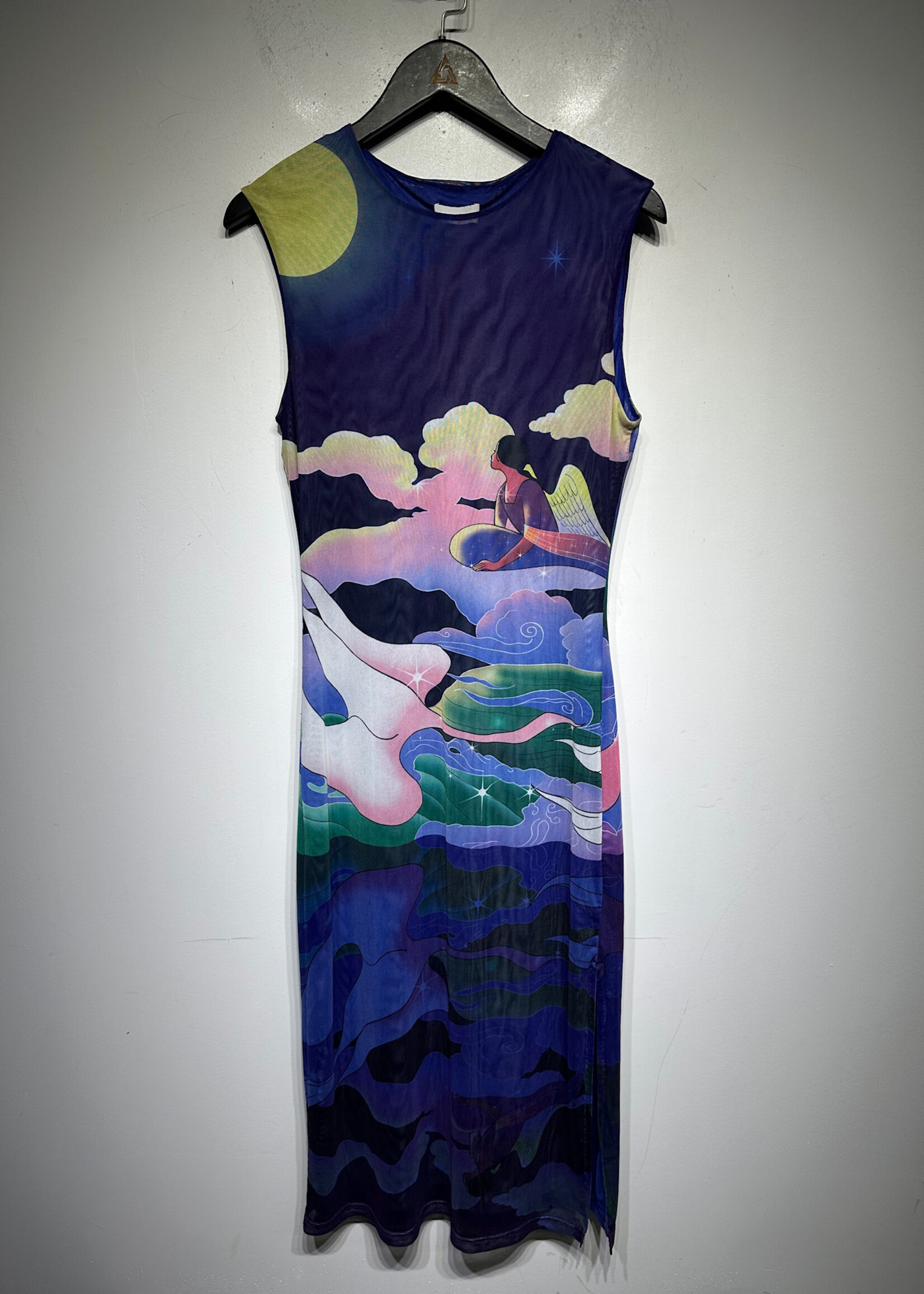 Find Me Now Purple Angel Mesh Tank Dress M Fem