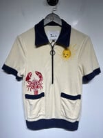 Tombolo Cream Navy Embroidered 3/4 Zip XXS Unisex