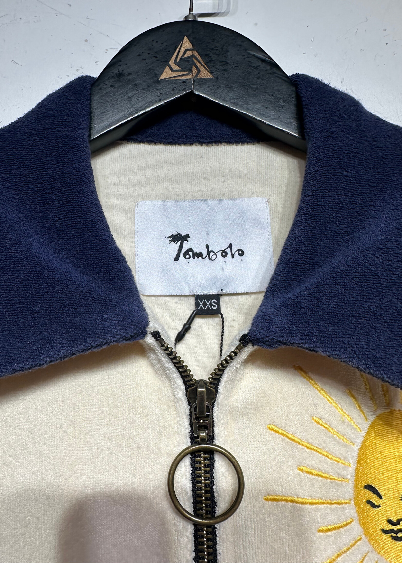 Tombolo Cream Navy Embroidered 3/4 Zip XXS Unisex