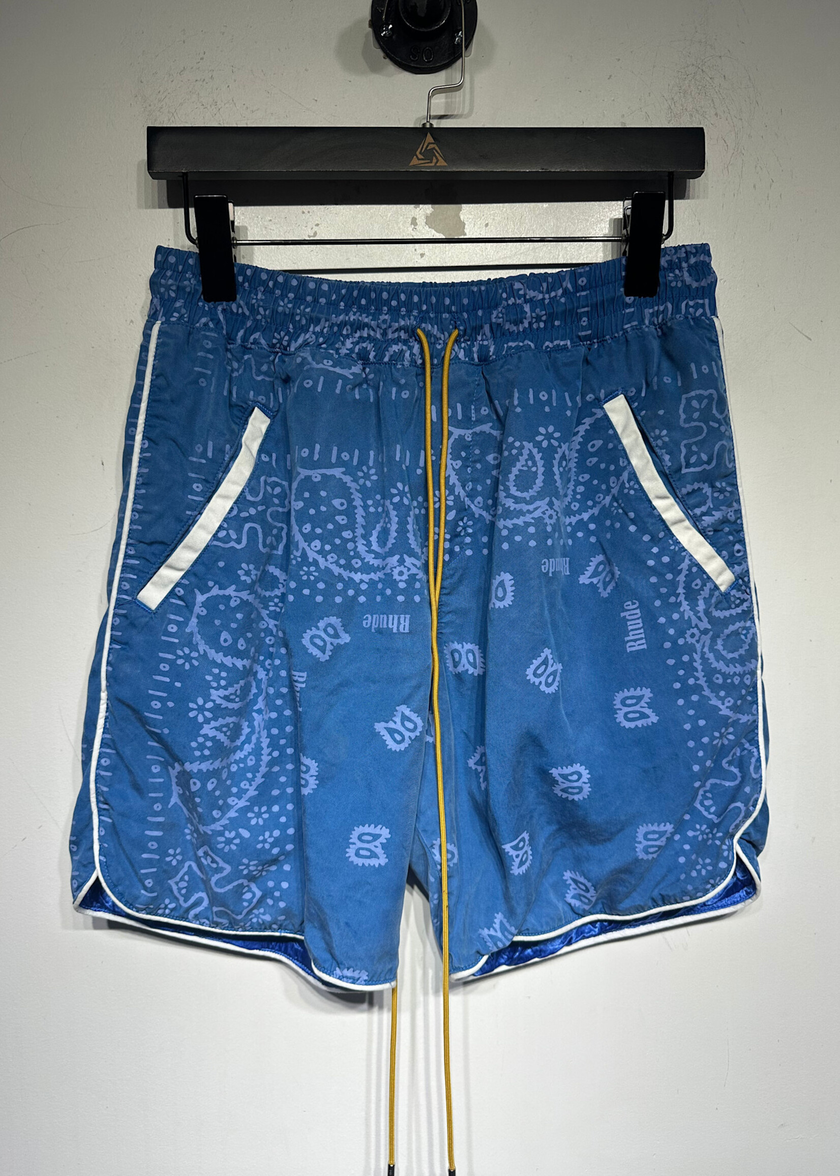 Rhude Blue Printed Stretch Shorts As Is M/28-32"