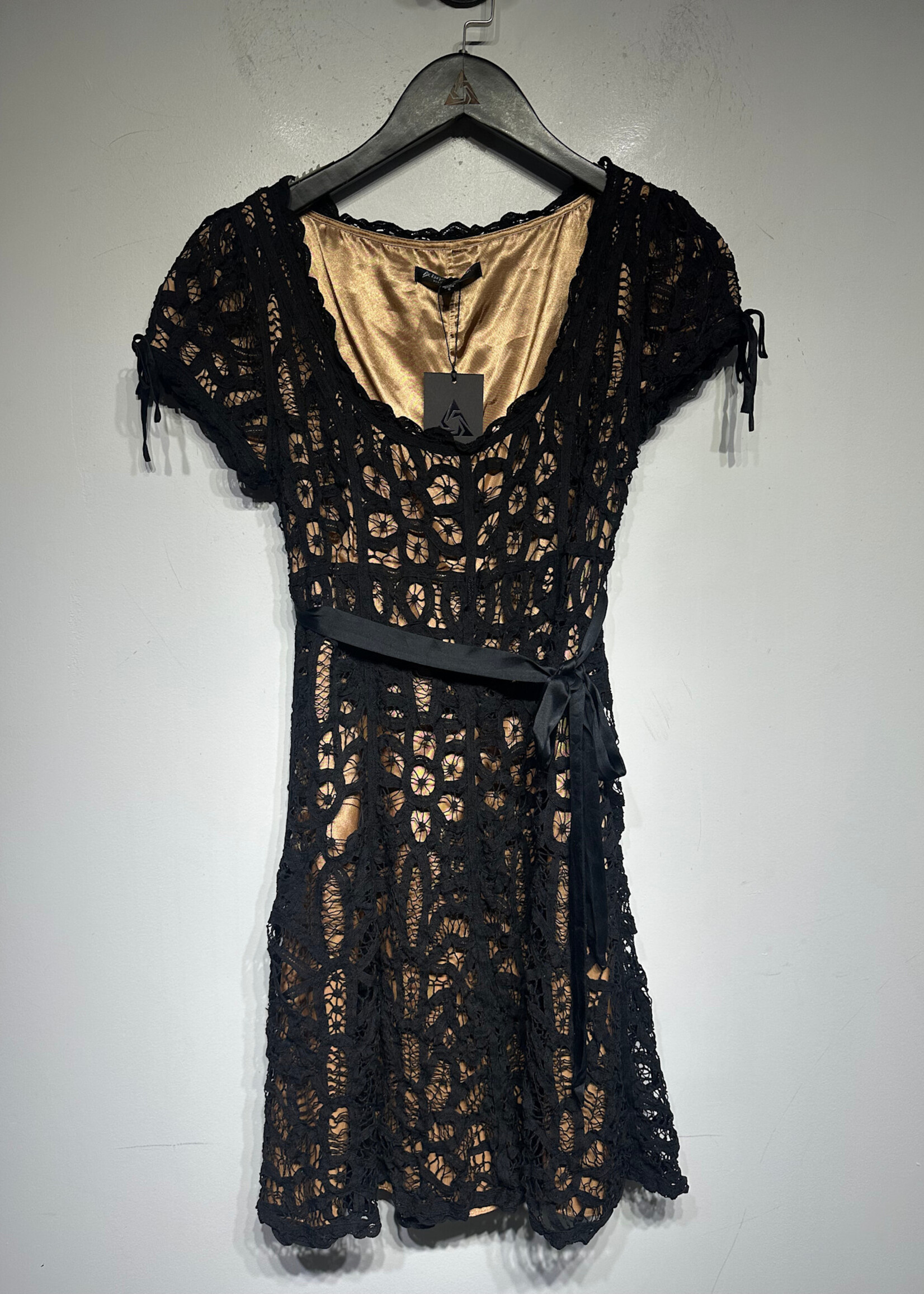 Betsey Johnson Black Crochet Lace Midi Dress 6/S