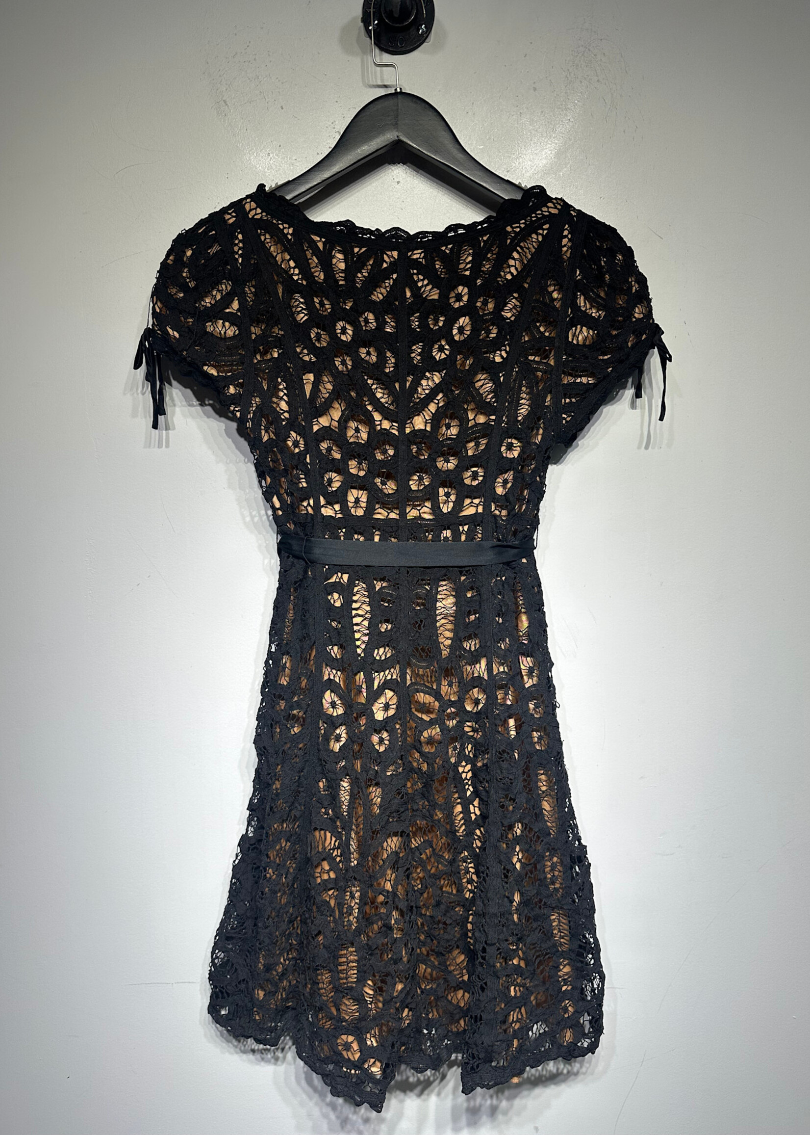 Betsey Johnson Black Crochet Lace Midi Dress 6/S