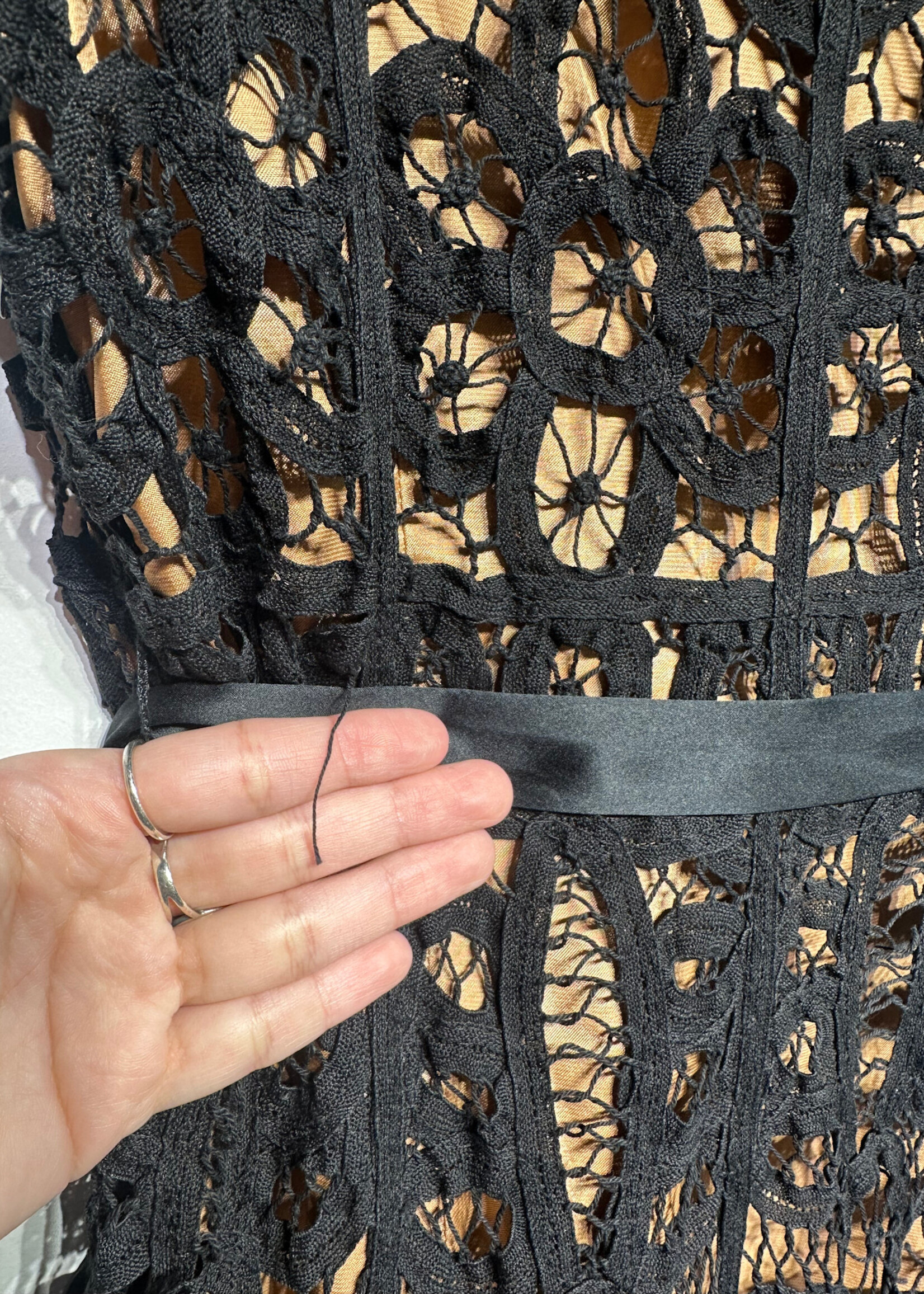 Betsey Johnson Black Crochet Lace Midi Dress 6/S