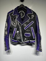 Marc V. Black Purple Biker Jacket Masc XS Retail: $2500
