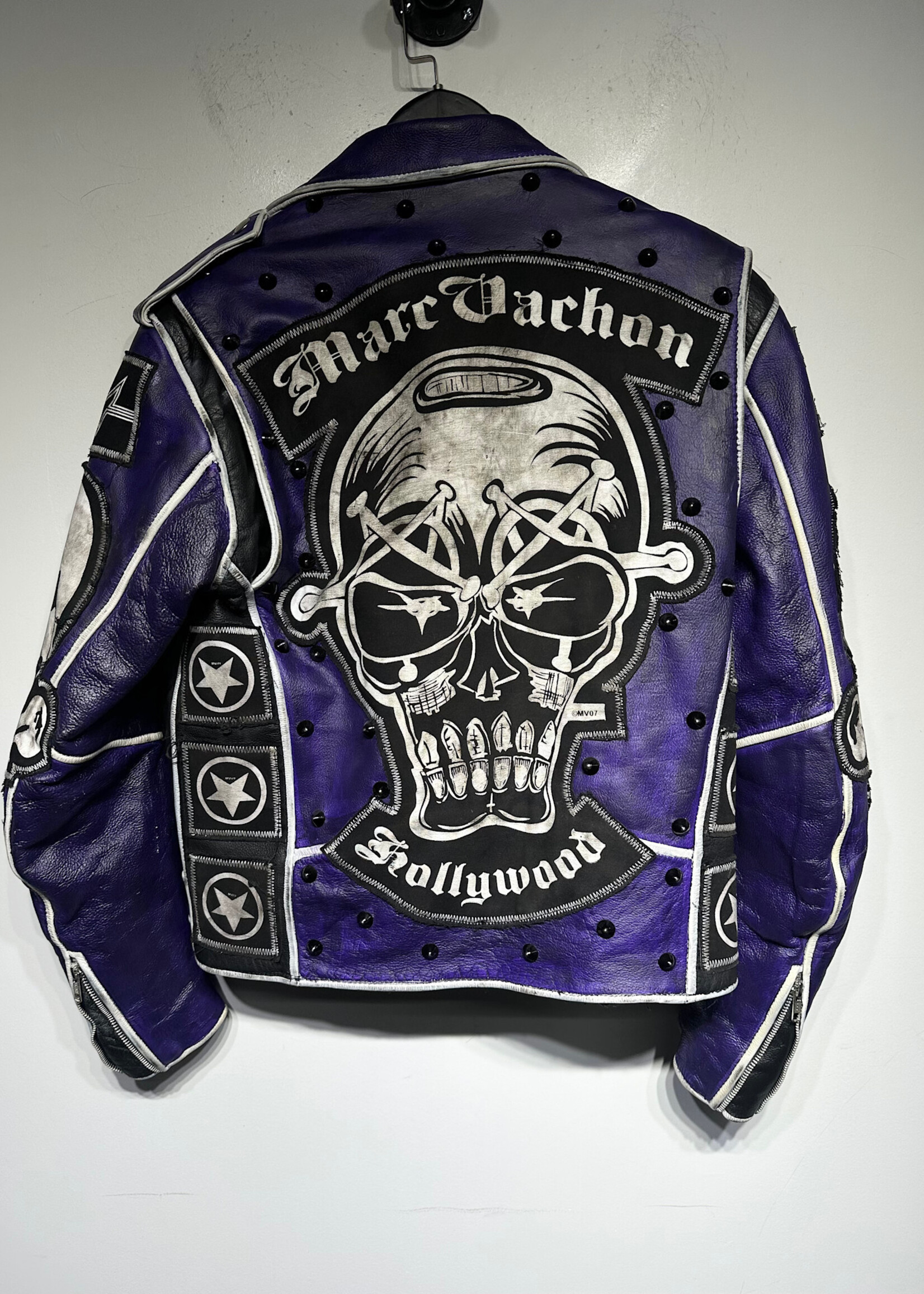 Marc V. Black Purple Biker Jacket Masc XS Retail: $2500