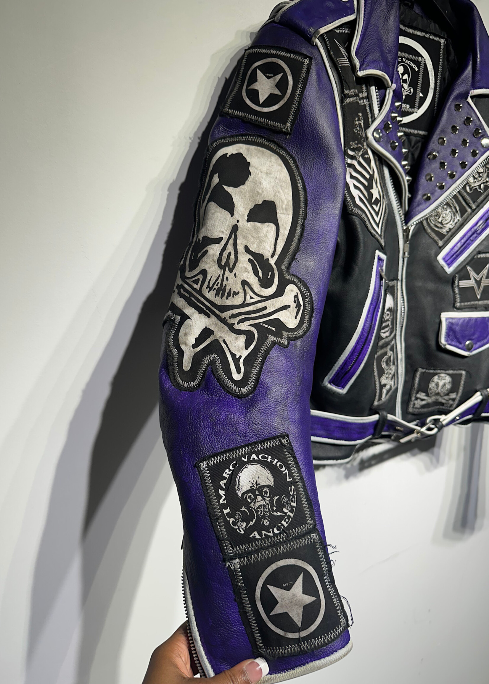 Marc V. Black Purple Biker Jacket Masc XS Retail: $2500