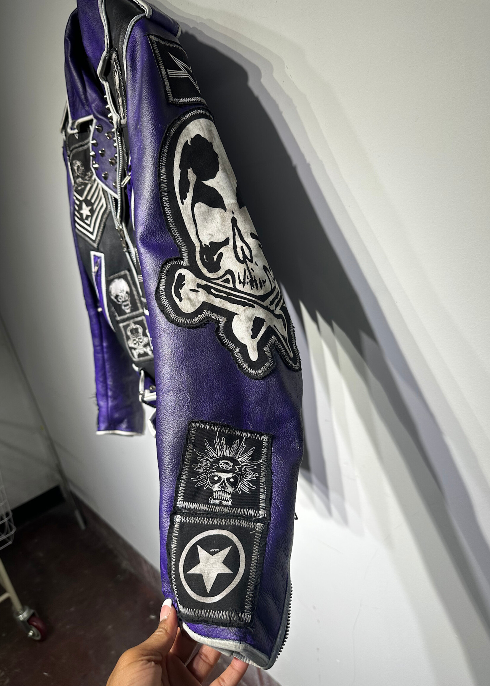 Marc V. Black Purple Biker Jacket Masc XS Retail: $2500