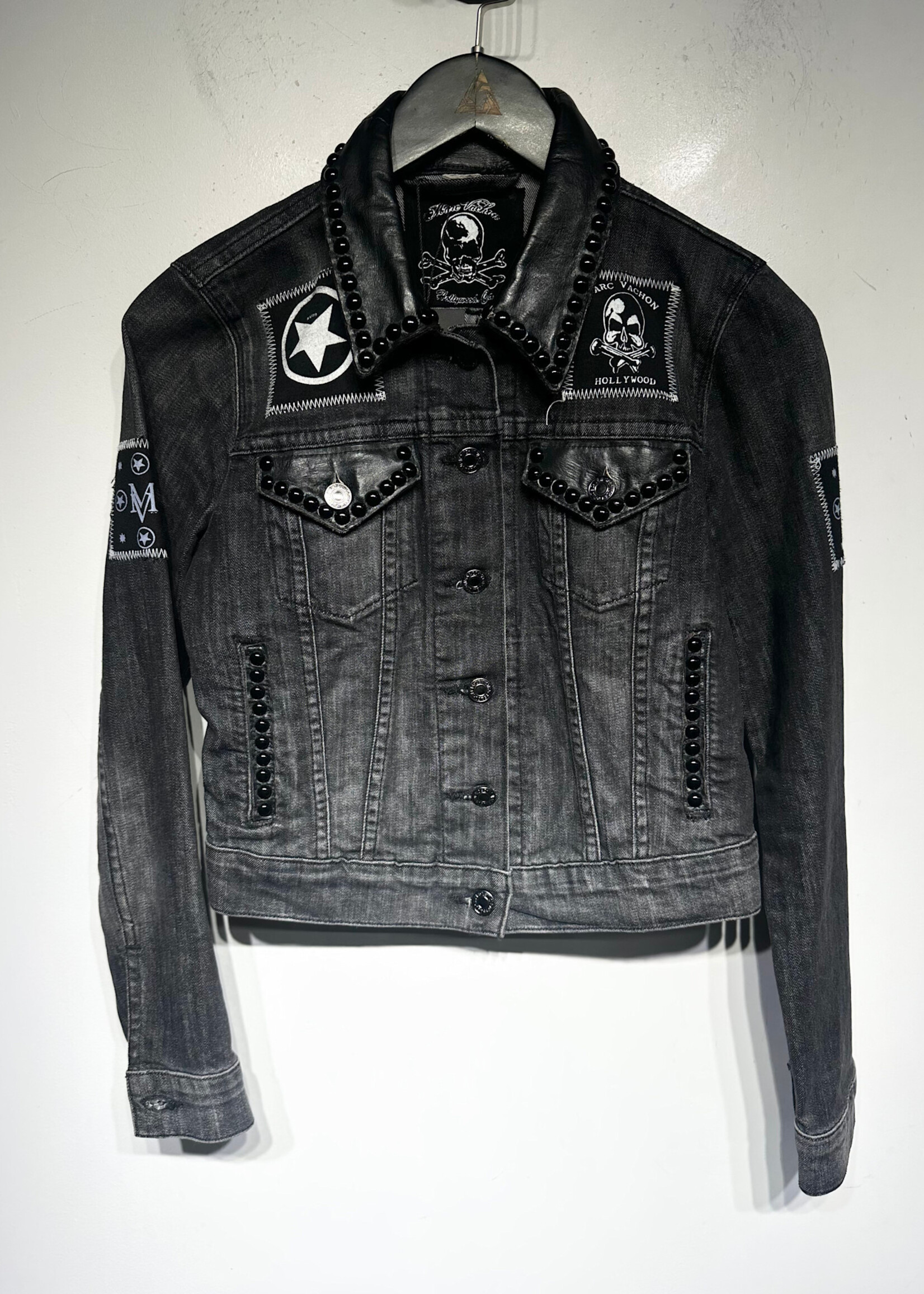 Marc Vachon Studded Patch Jean Jacket Fem XS/S