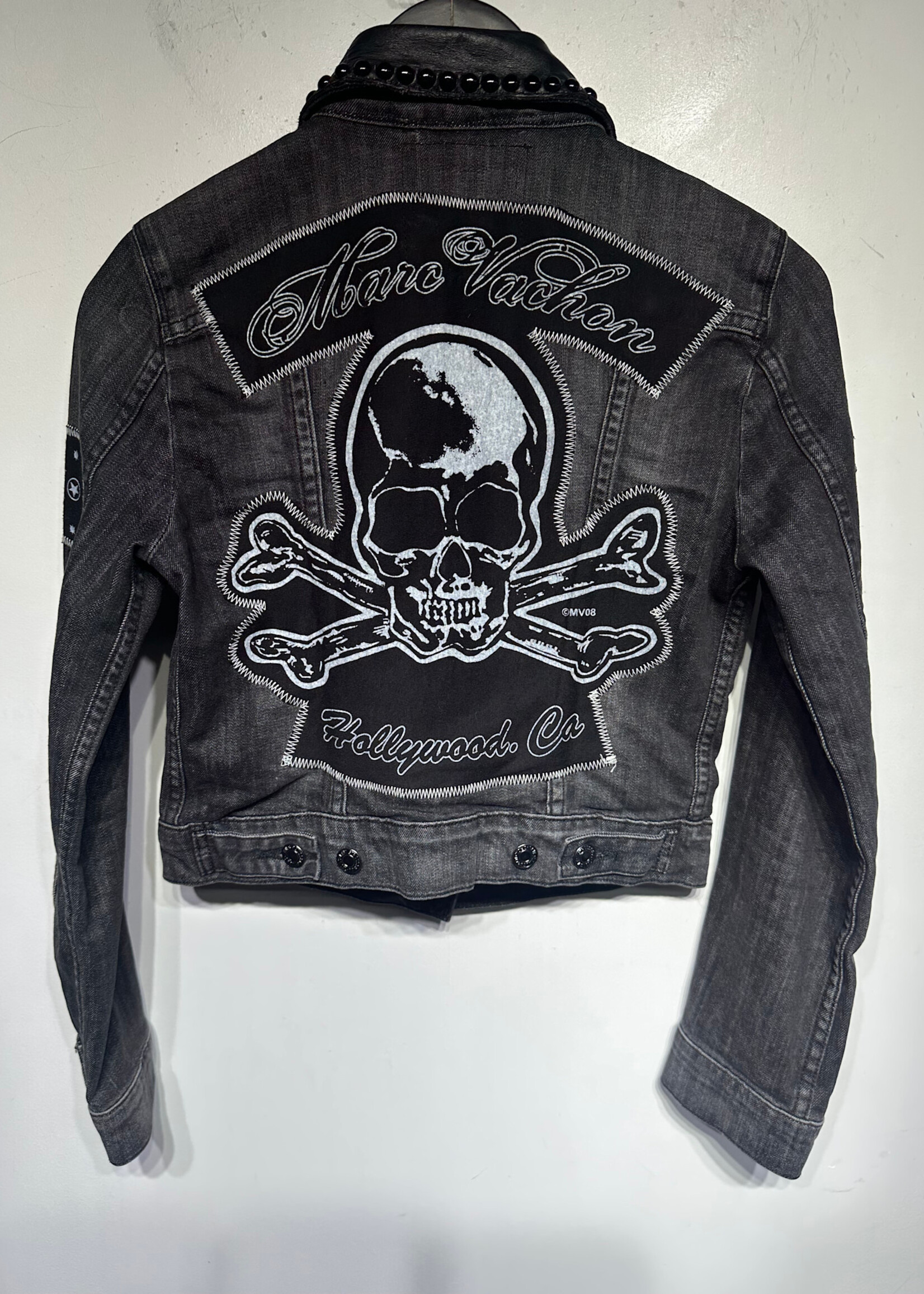 Marc Vachon Studded Patch Jean Jacket Fem XS/S