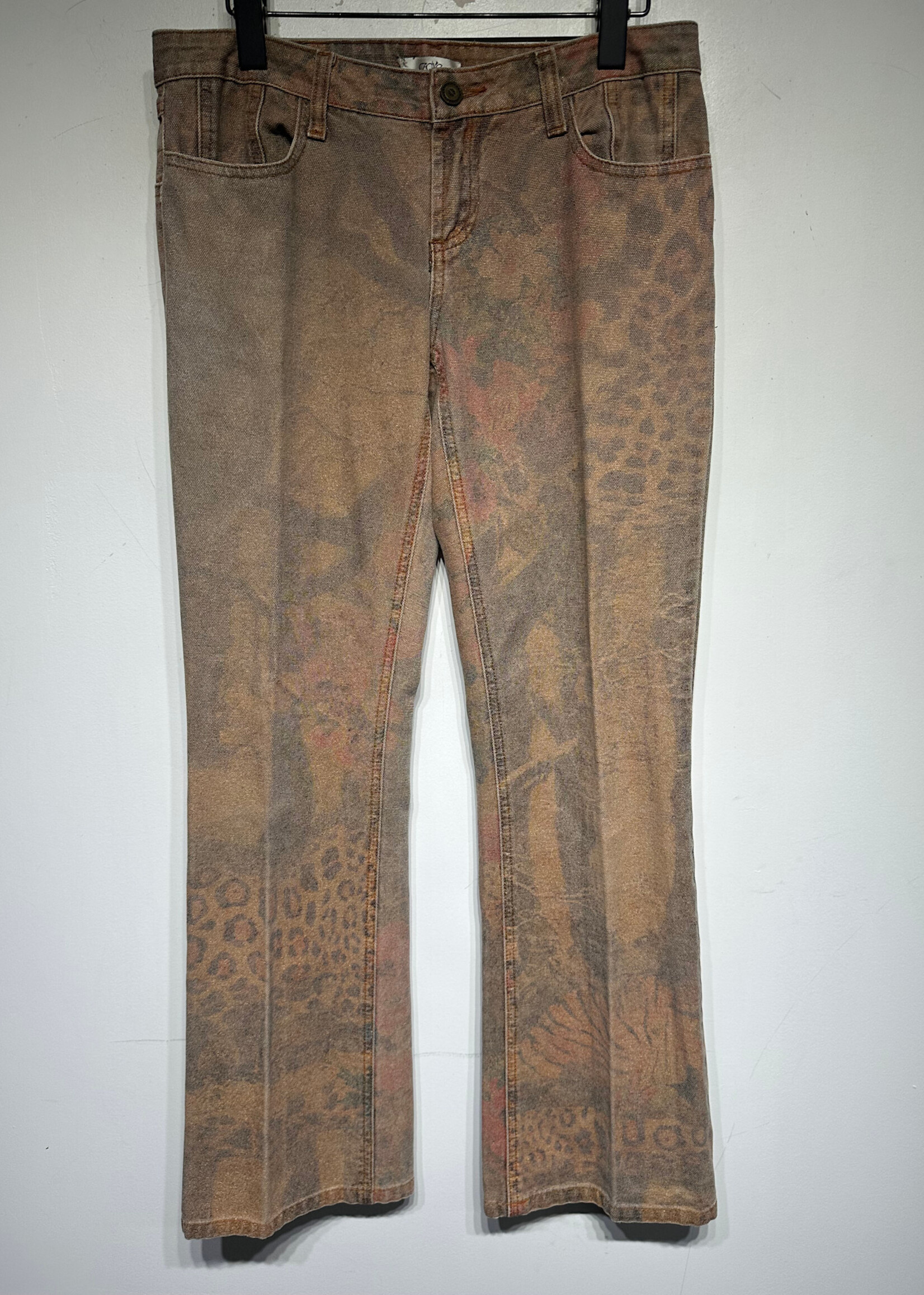 Cache Animal Printed Y2K Low Rise Jeans 28