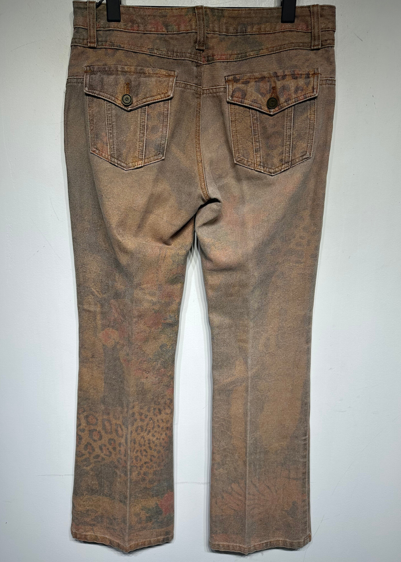 Cache Animal Printed Y2K Low Rise Jeans 28