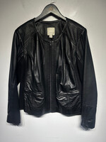 Sejour Black Leather Snake Print Jacket Fem L/XL
