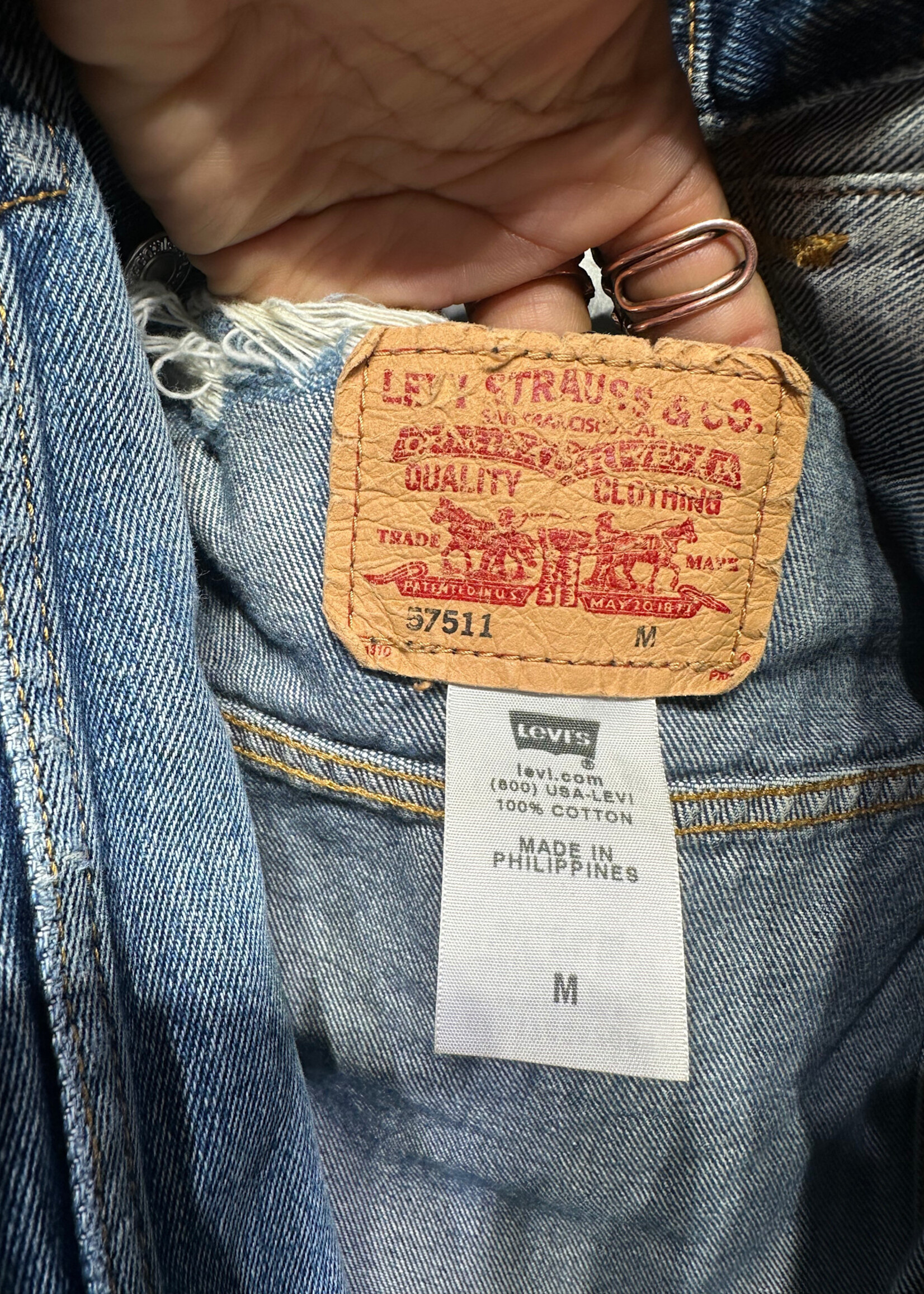 Levis Sandwash Big Distressed Back Jean Jacket M