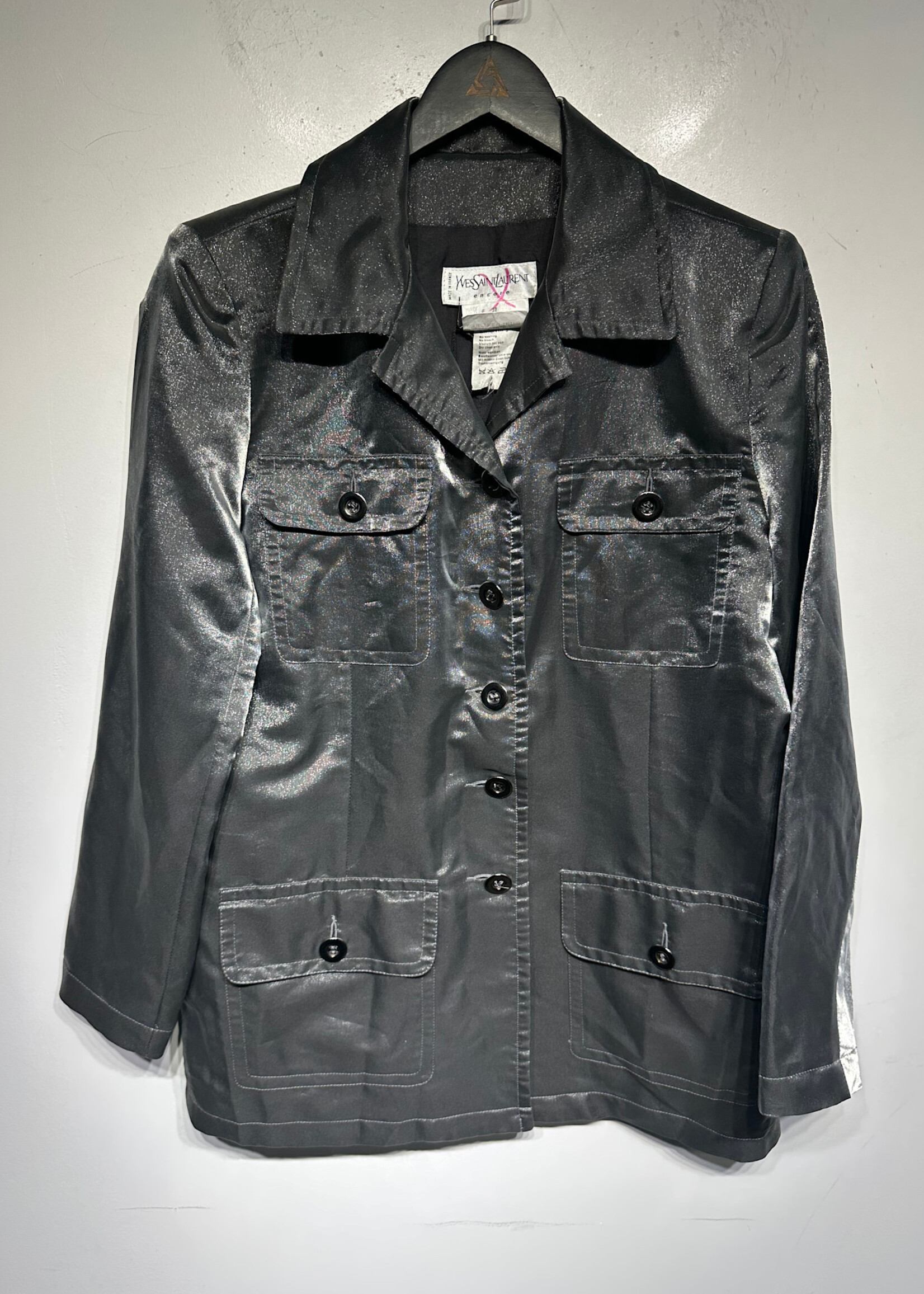 YSL IRIDESCENT SILVER OVER SHIRT FEM M