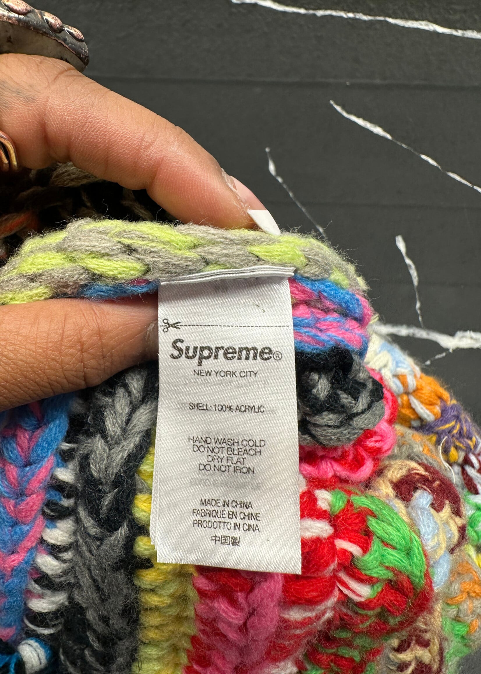 Supreme Multicolor Thick Knitted Beanie OS
