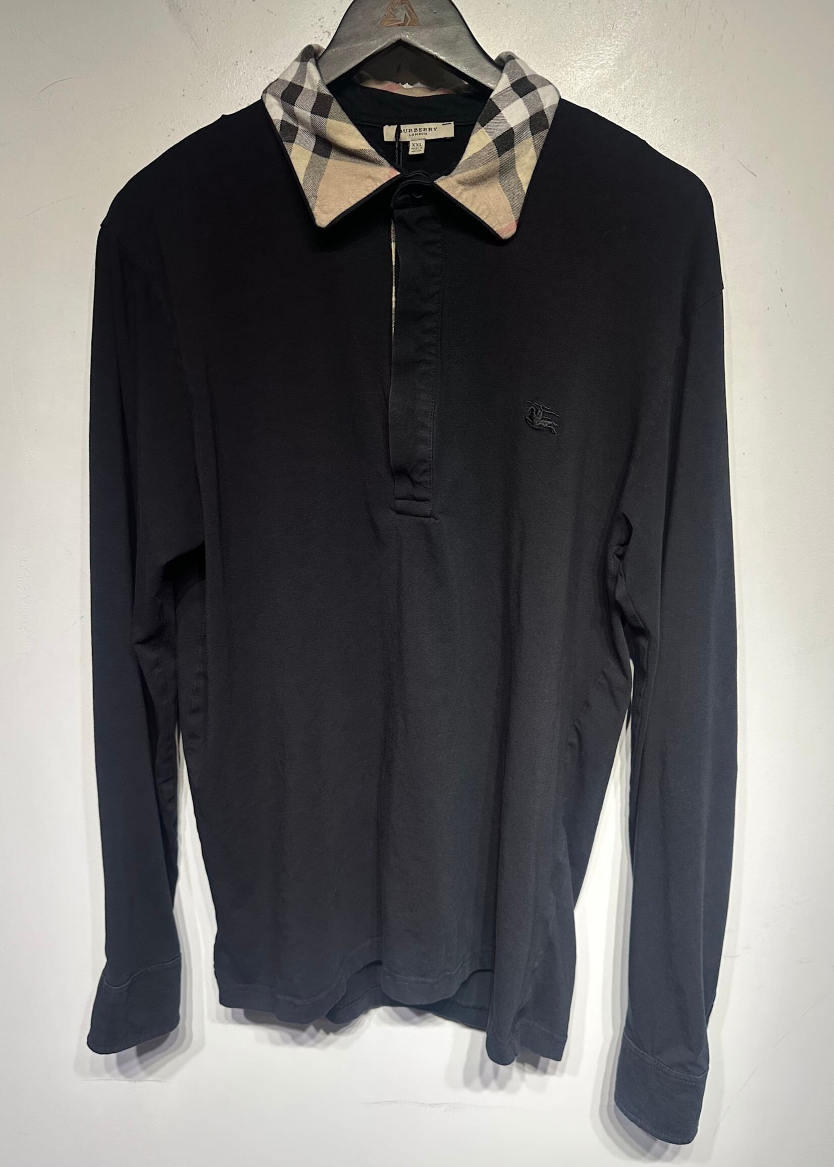 Burberry Black LS Polo Masc XXL