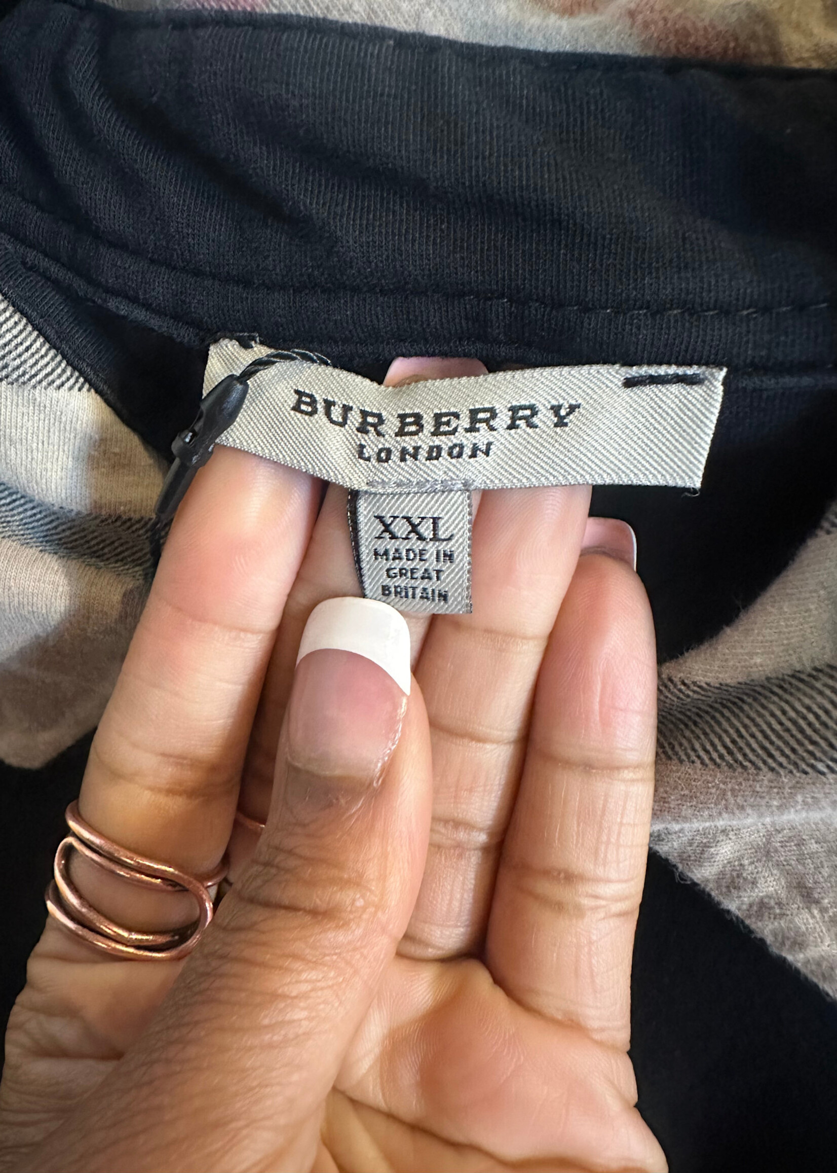 Burberry Black LS Polo Masc XXL