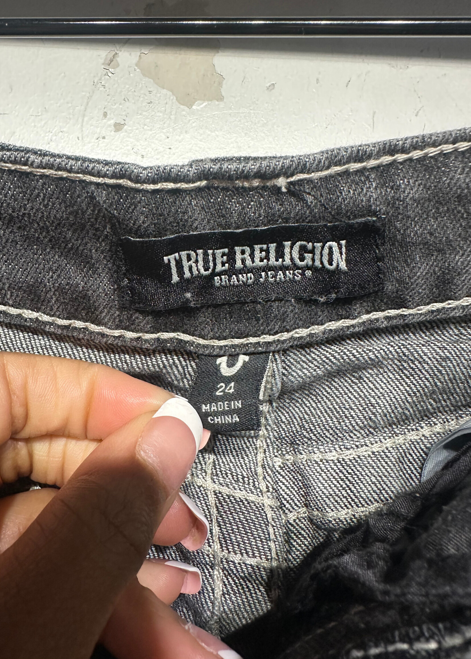 True Religion Raw Hem Black Jean Mini Skirt 24