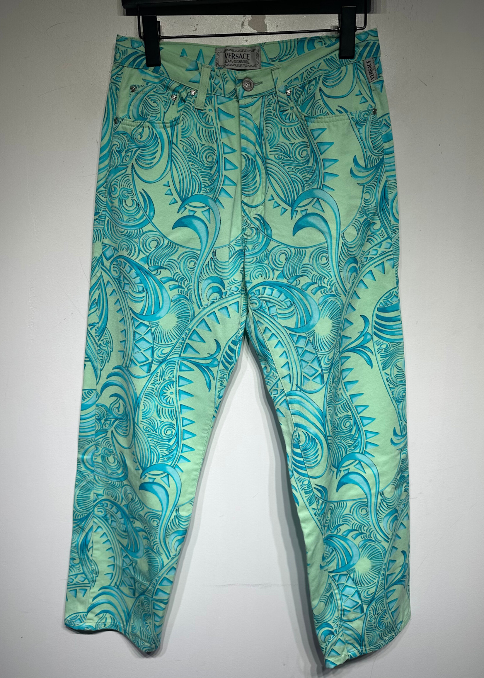 Versace Blue Tropical Print Jeans 27