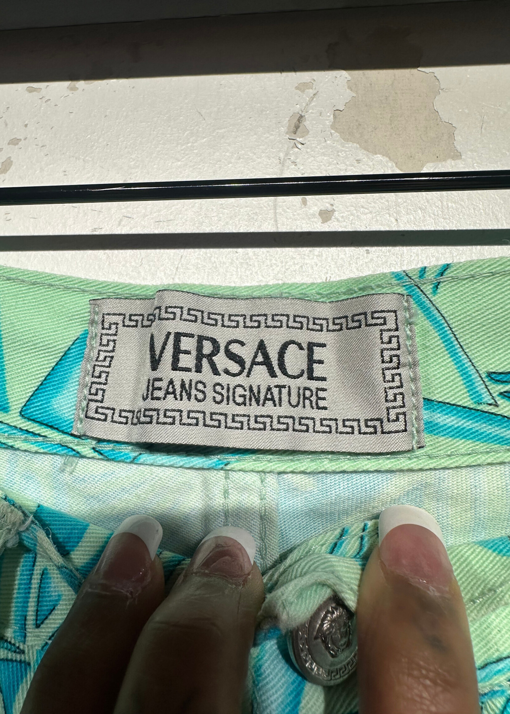 Versace Blue Tropical Print Jeans 27