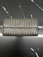 Bottega Veneta Dark Grey Zipper Wallet