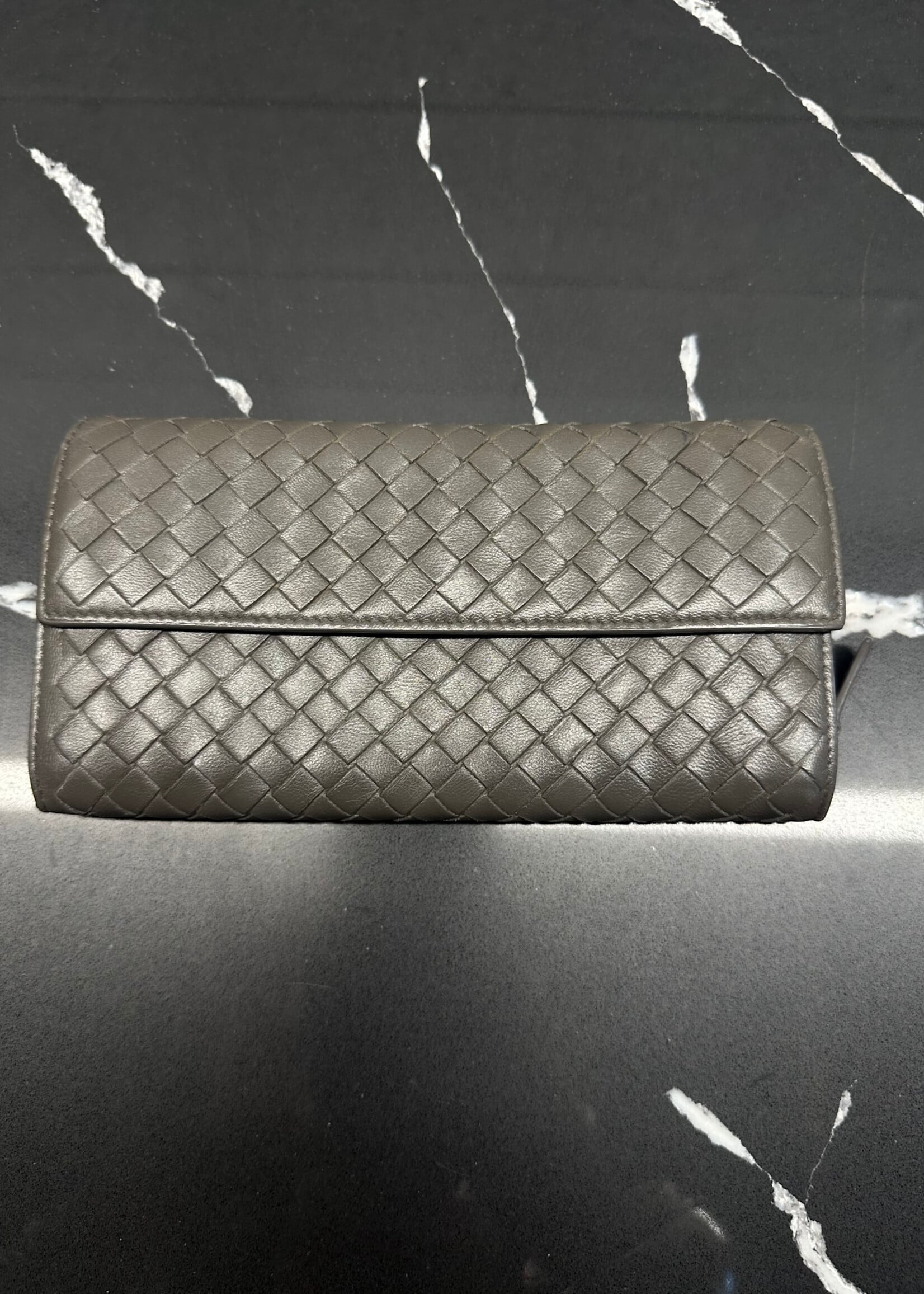 Bottega Veneta Dark Grey Zipper Wallet