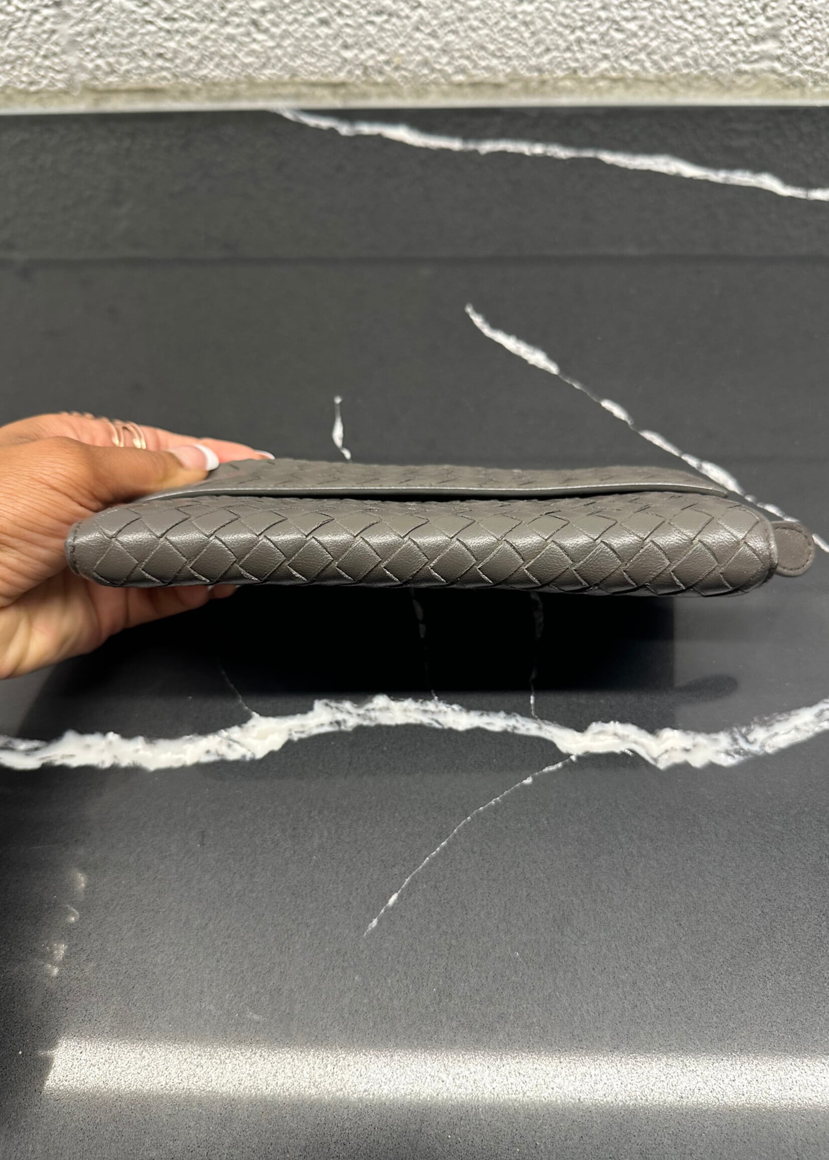 Bottega Veneta Dark Grey Zipper Wallet