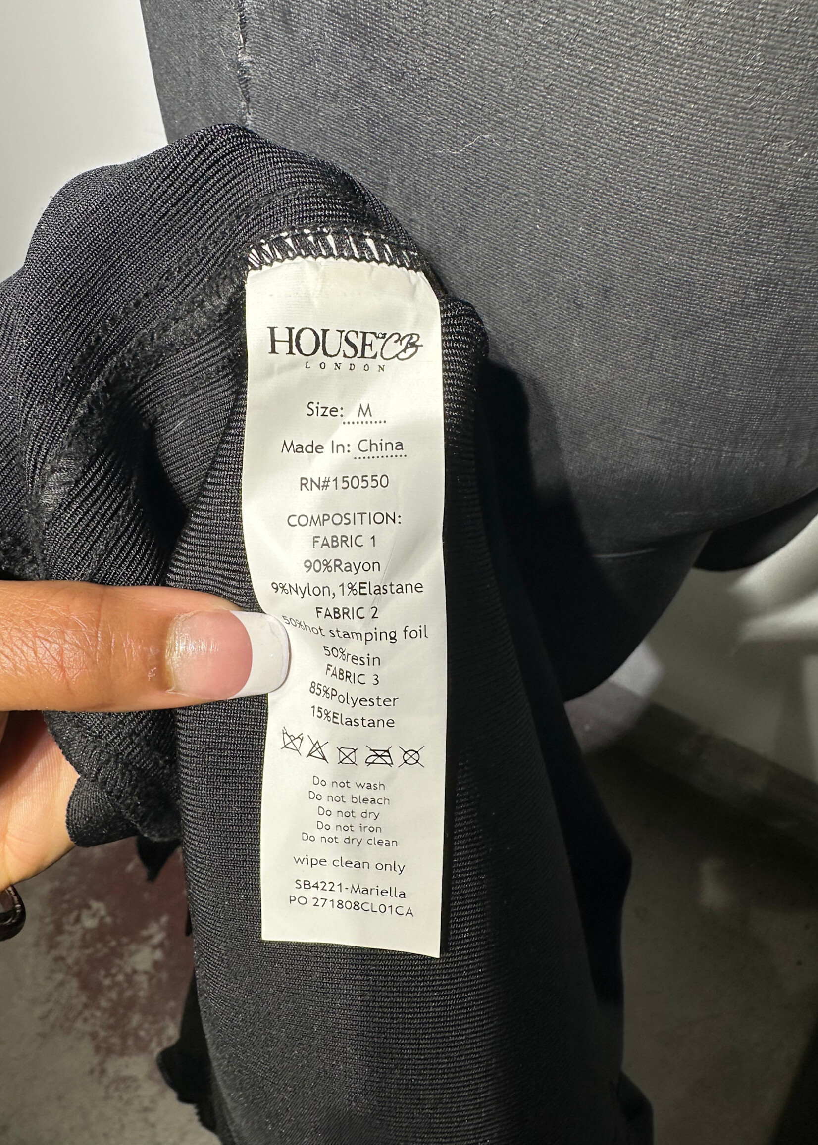 House Of CB Black Wax Bodycon Dress M