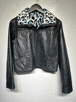 Wilsons Maxima Black Leopard Print Reversible Jacket M