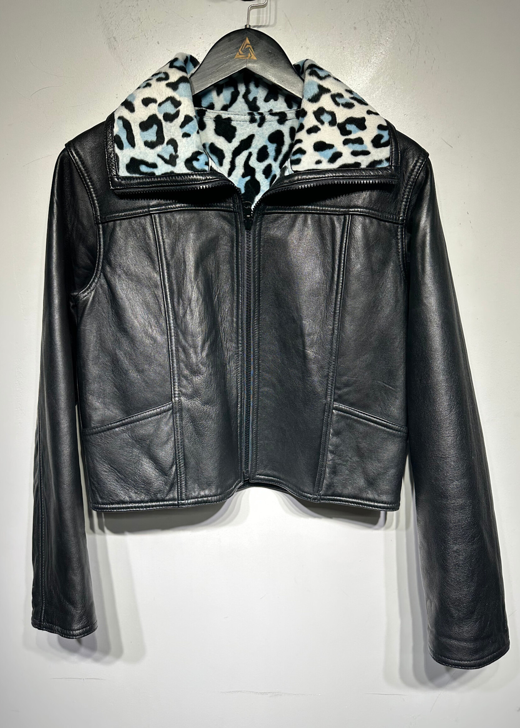 Wilsons Maxima Black Leopard Print Reversible Jacket M