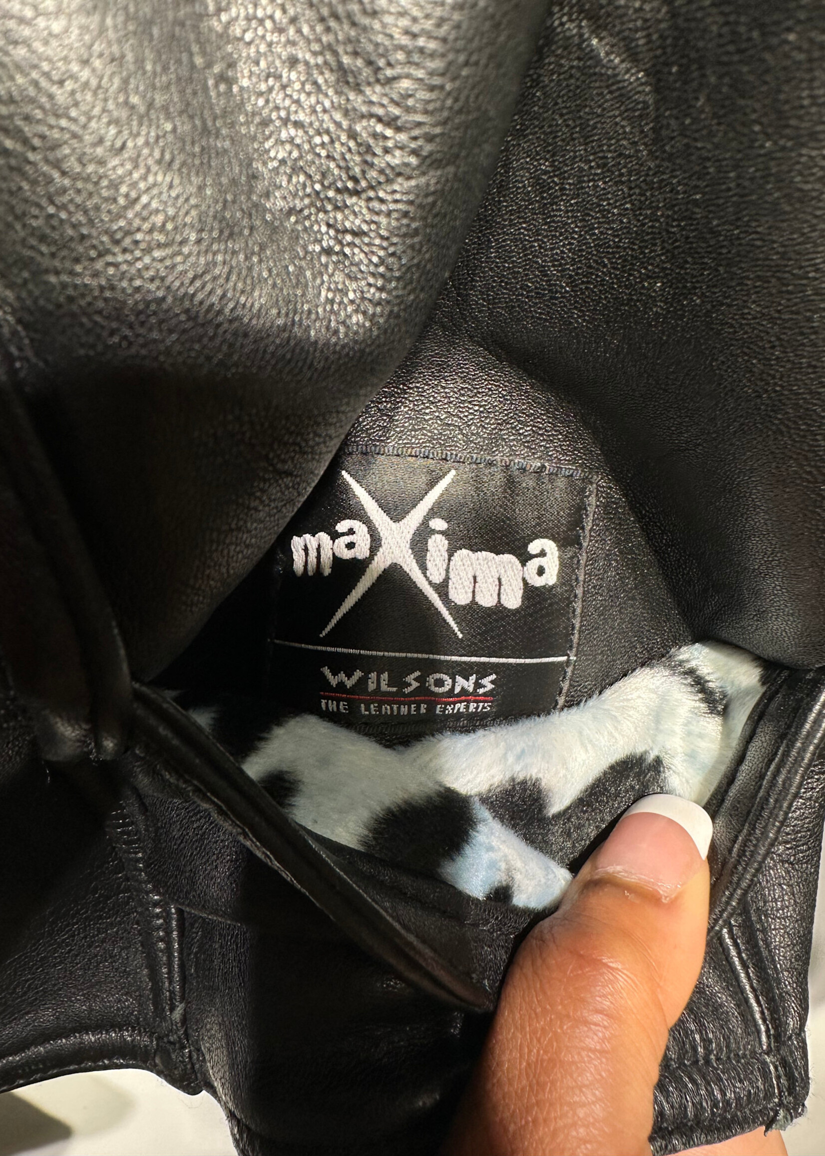Wilsons Maxima Black Leopard Print Reversible Jacket M