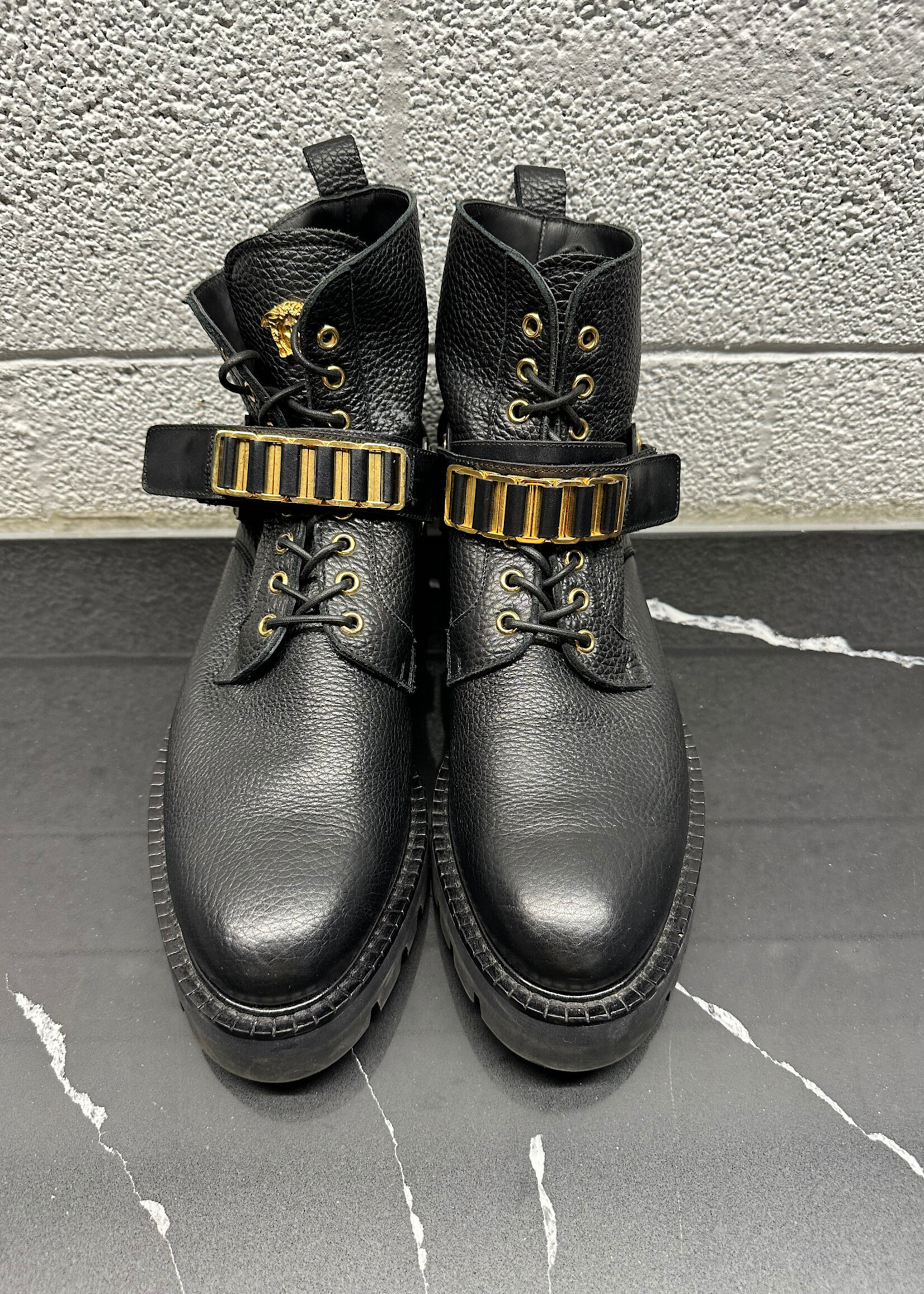 Versace Medusa Head Black Leather Boots Masc 44/11