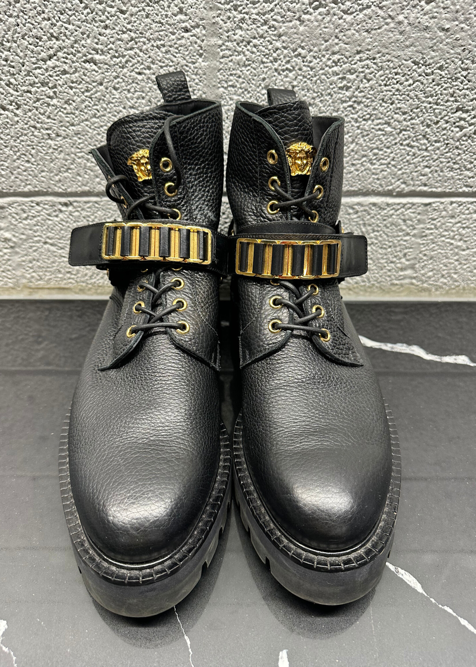 Versace Medusa Head Black Leather Boots Masc 44/11