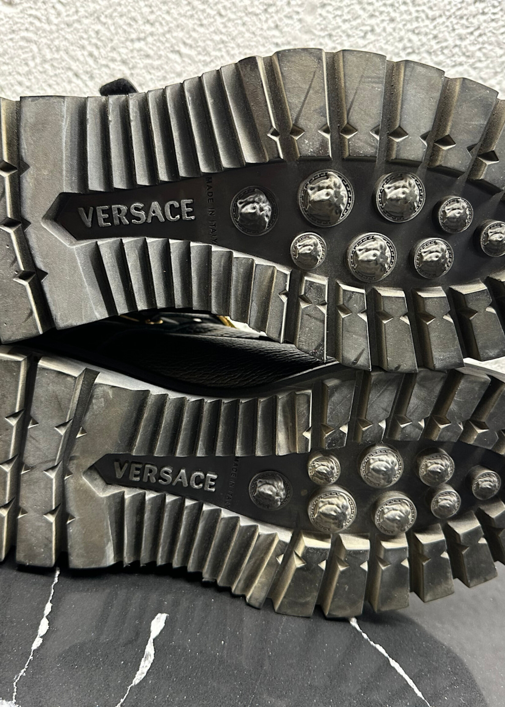 Versace Medusa Head Black Leather Boots Masc 44/11