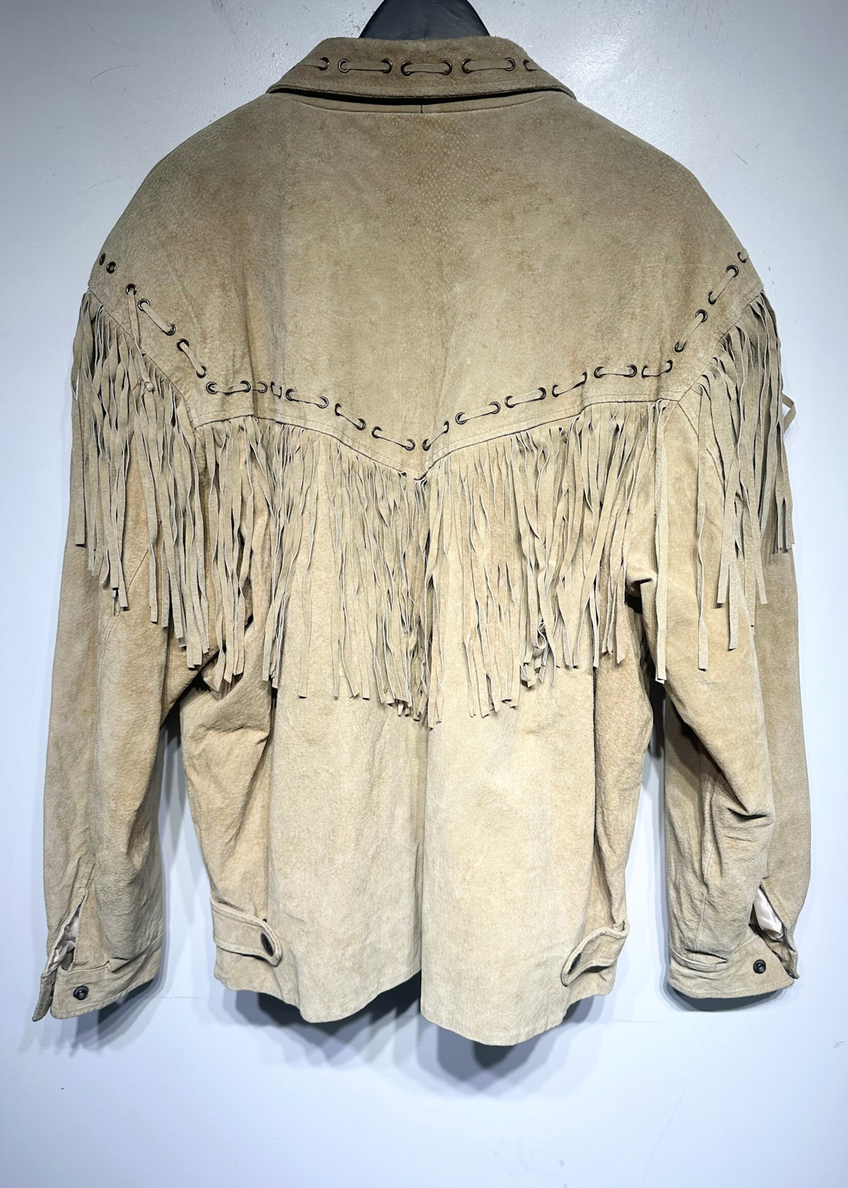Beyond Leather Beige Suede Fringe Jacket XL