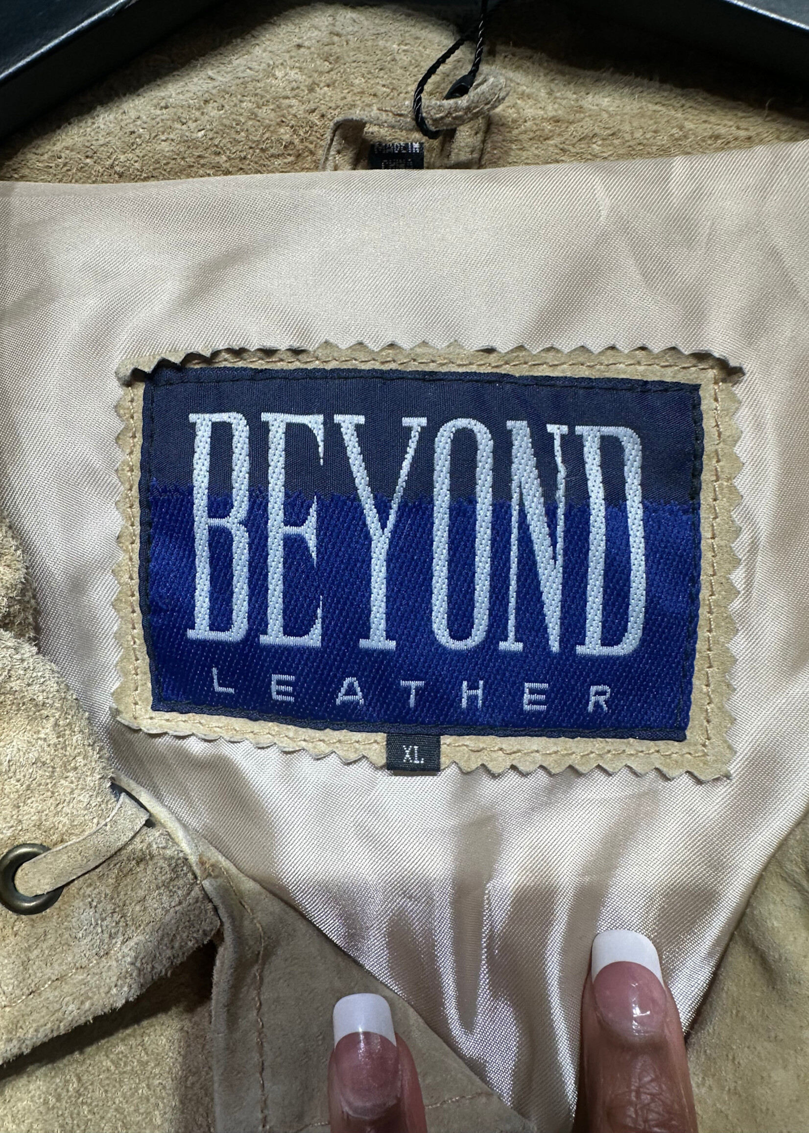 Beyond Leather Beige Suede Fringe Jacket XL