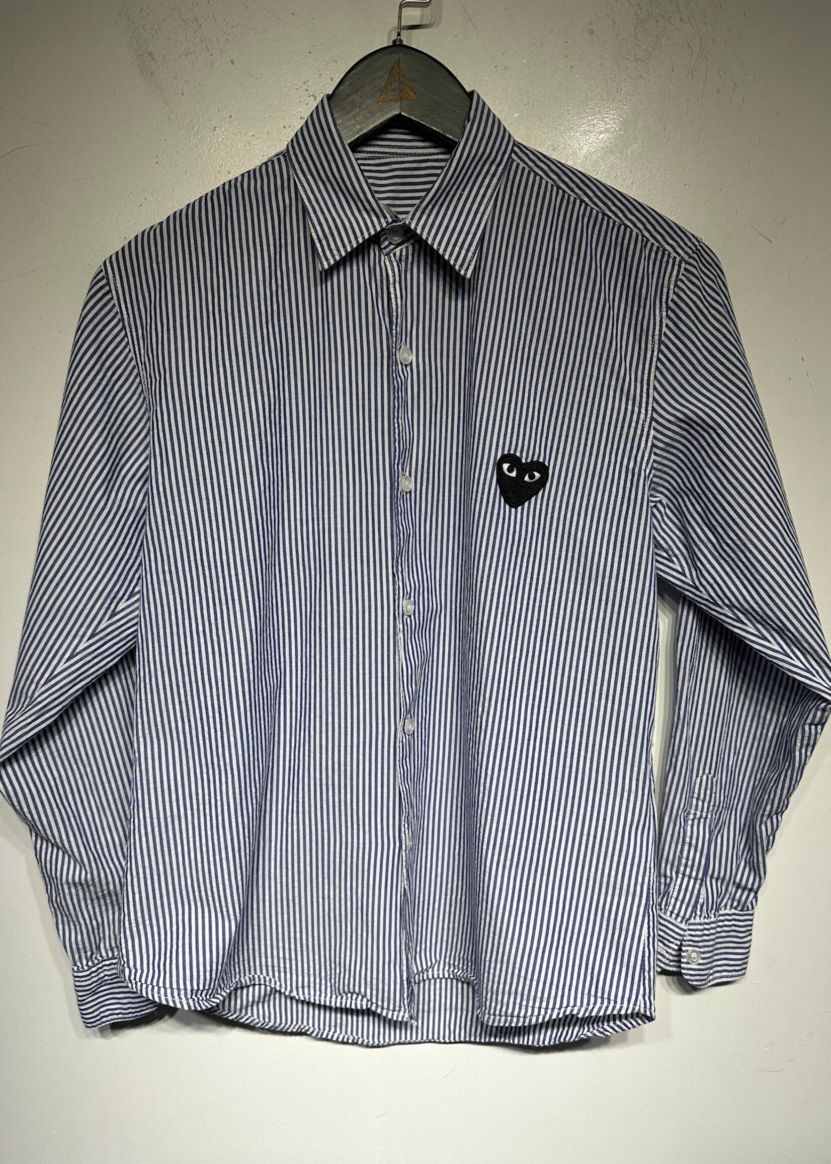 CDG Play Blue Pinstripe Button Up Masc M