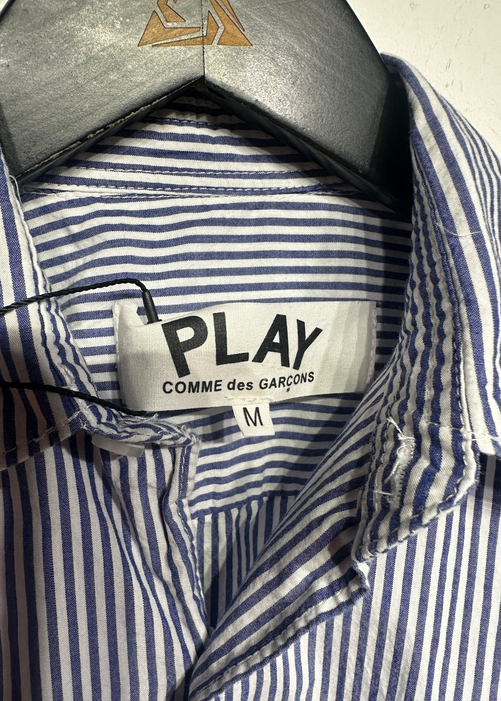 CDG Play Blue Pinstripe Button Up Masc M