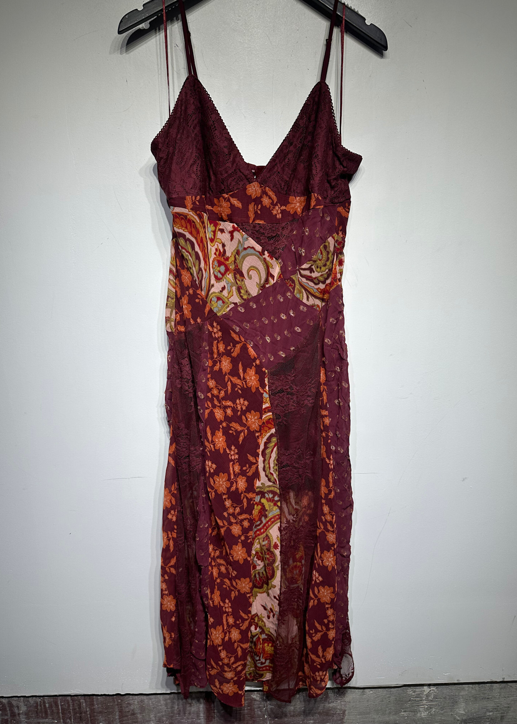 NWT Free People Maroon Lace Pattern Dress XL