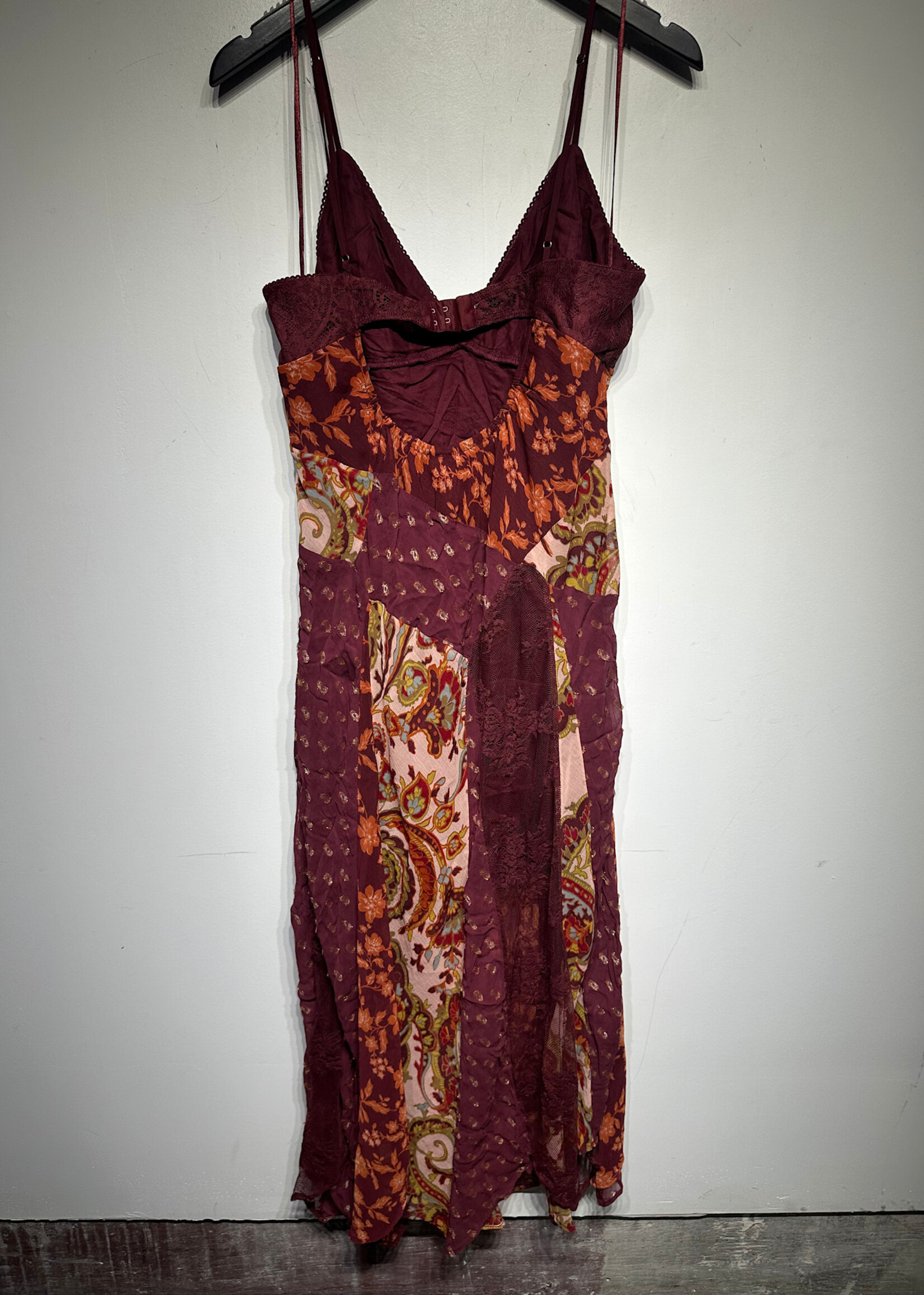 NWT Free People Maroon Lace Pattern Dress XL