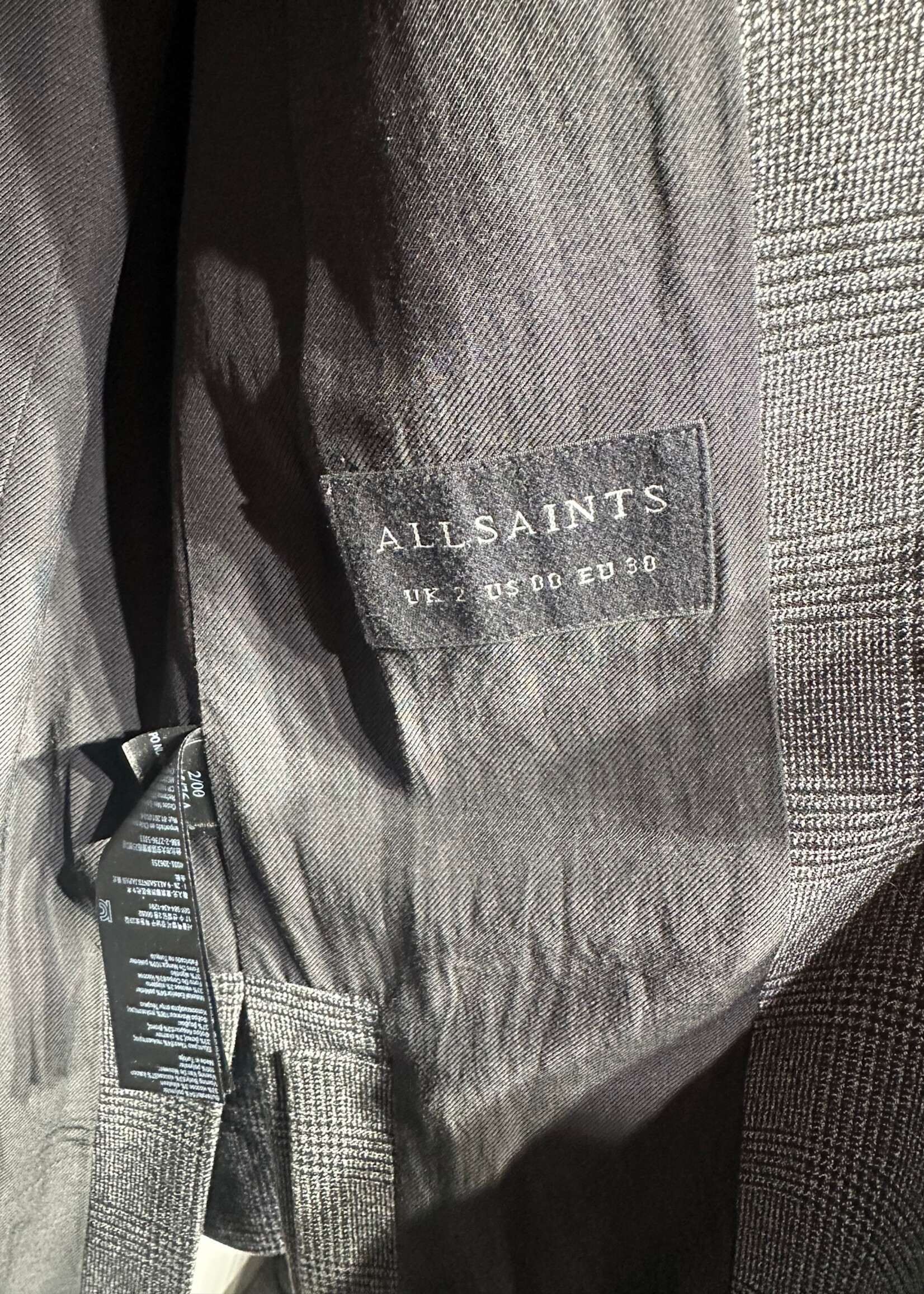 Allsaints Grey Long Coat Fem S