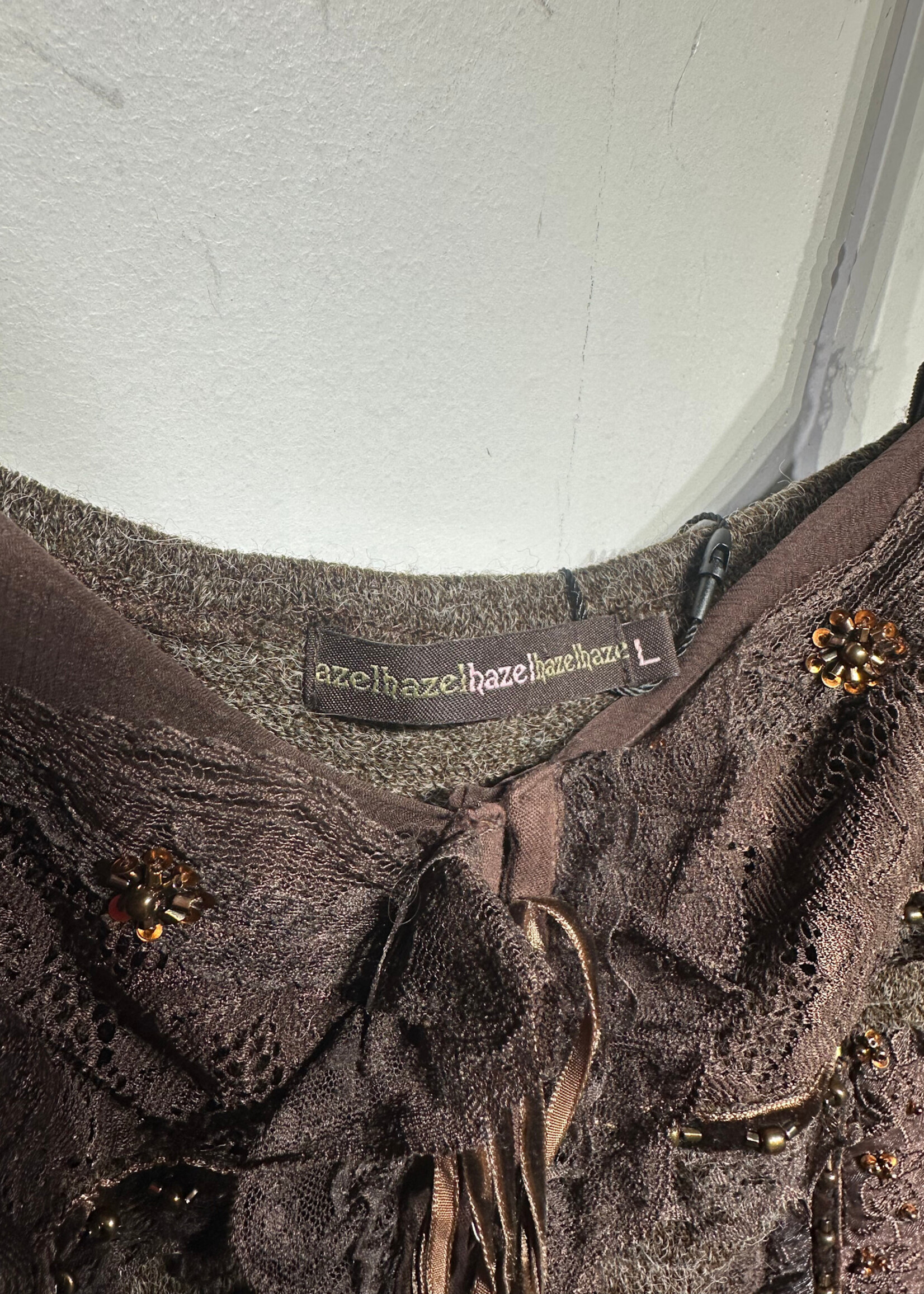 Hazel Y2K Brown Embellished Dress L