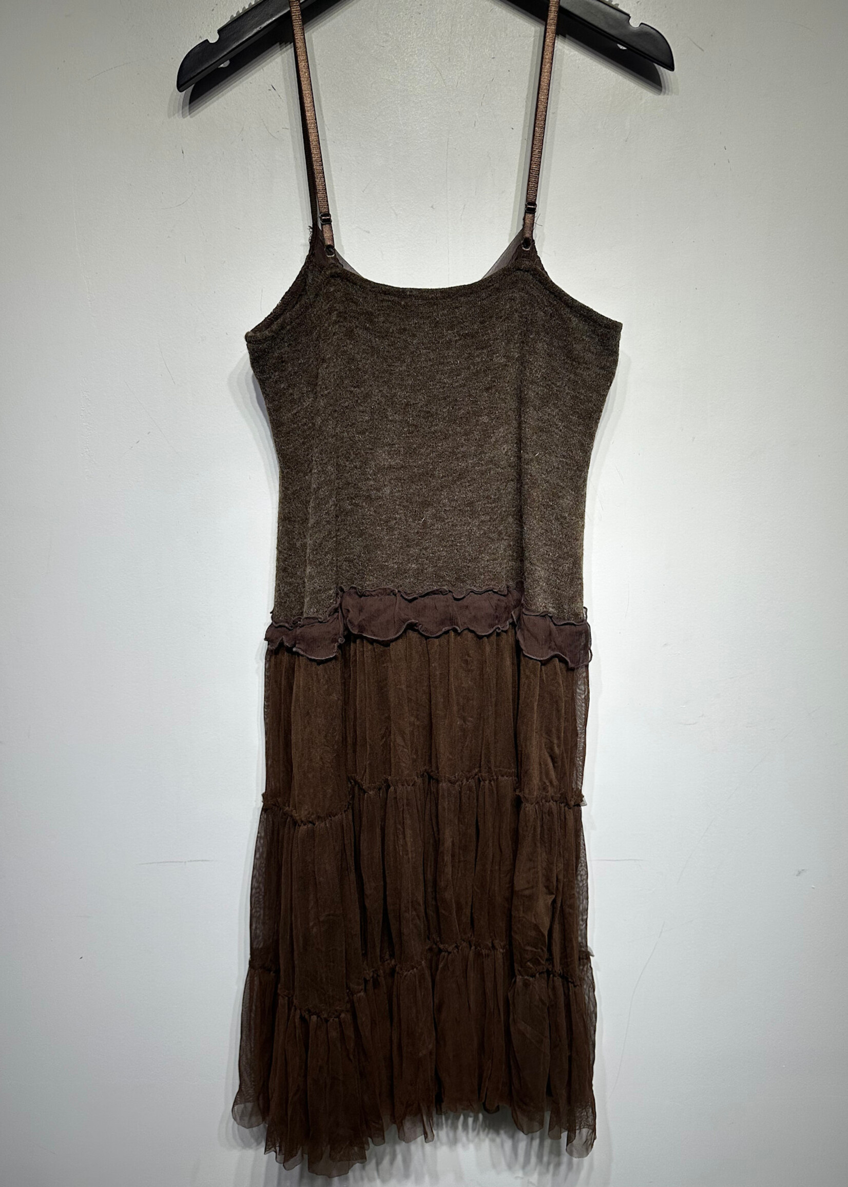 Hazel Y2K Brown Embellished Dress L