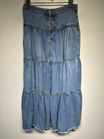 Free People Denim Tiered Button Up Skirt XS/26